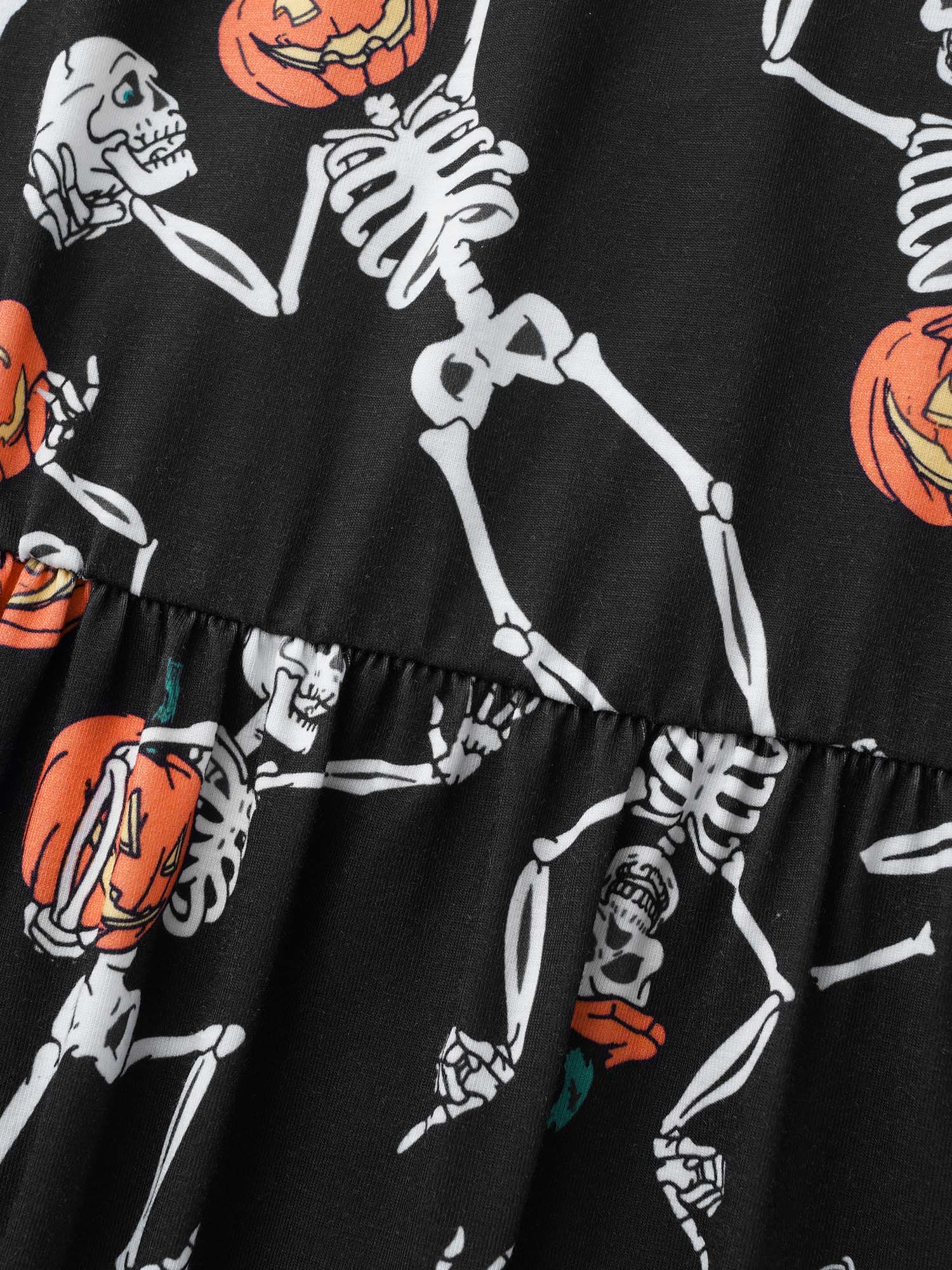 

Plus Size Pumpkin Skeleton Elastic Waist Midi Dress Black Women Cocktail Non Party Curvy Bloomchic