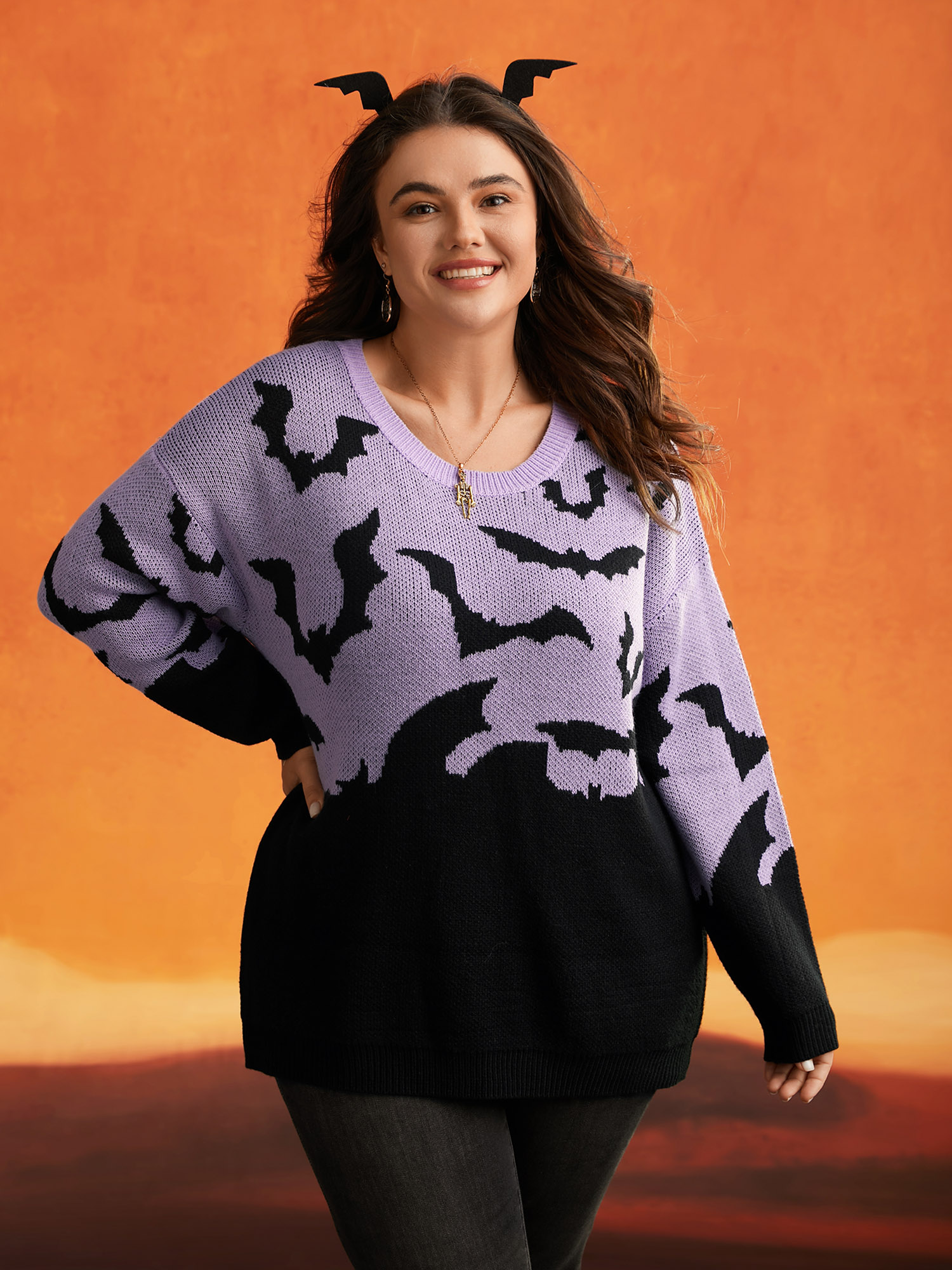 

Plus Size Batty Basics Crew Neck Pullover Lilac Women Casual Loose Long Sleeve Round Neck Everyday Pullovers BloomChic