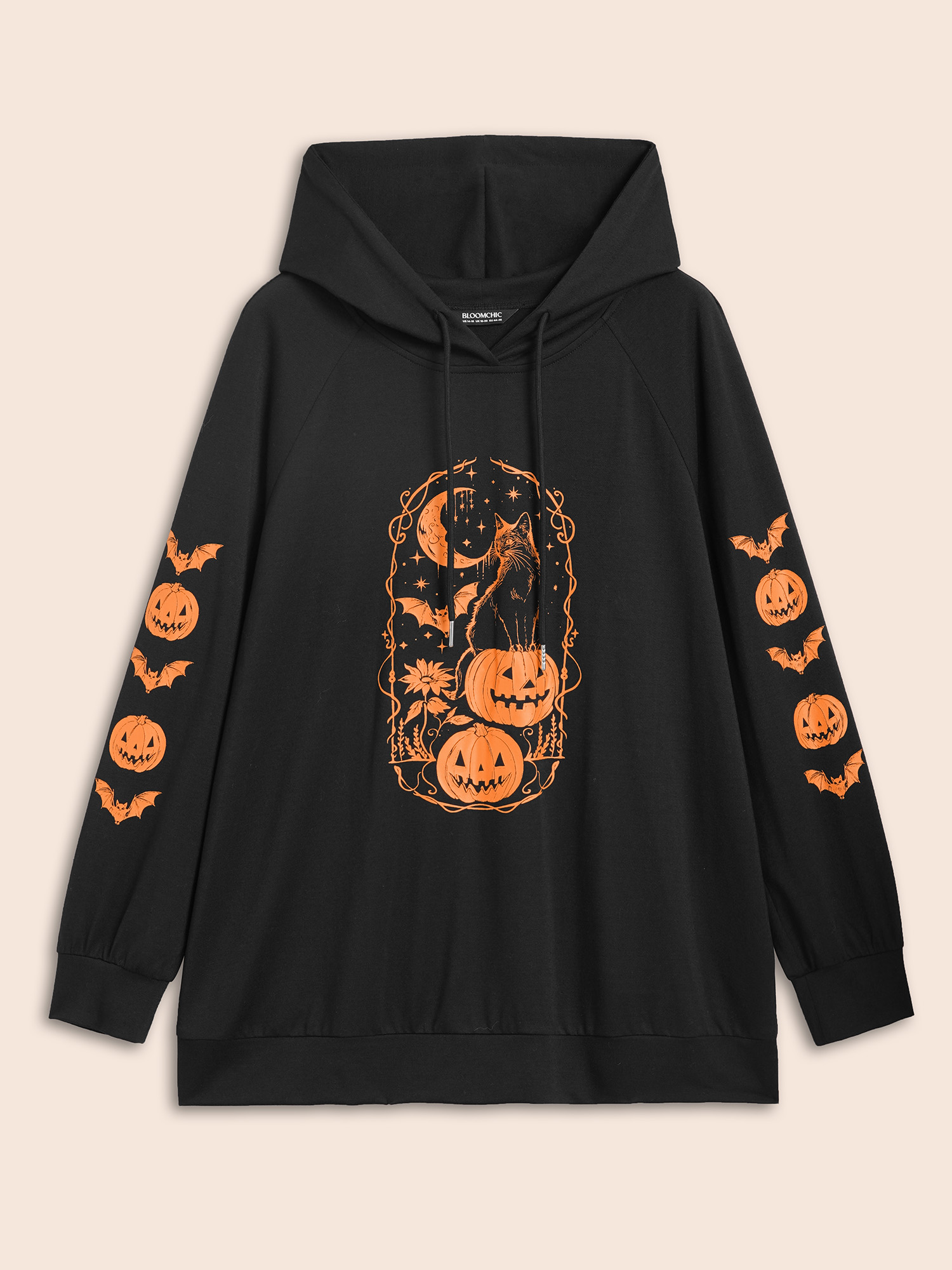 Plus Size Trick & Chic Graphic Sweatshirt Women Black Casual Drawstring Hooded Everyday Sweatshirts BloomChic 28/5X 