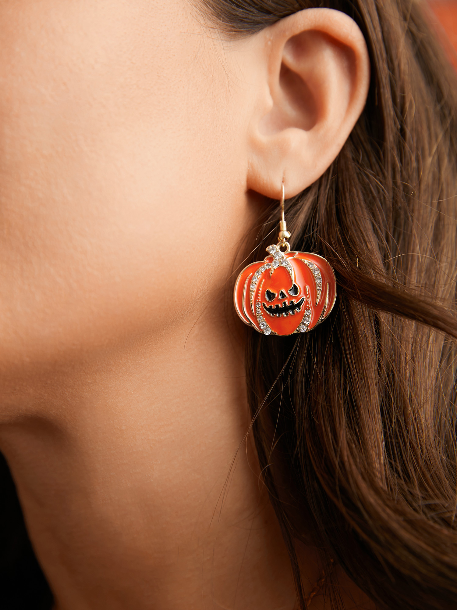 Pumpkin Zircon Dangle Earrings Party One Size Cocktail Earrings BloomChic