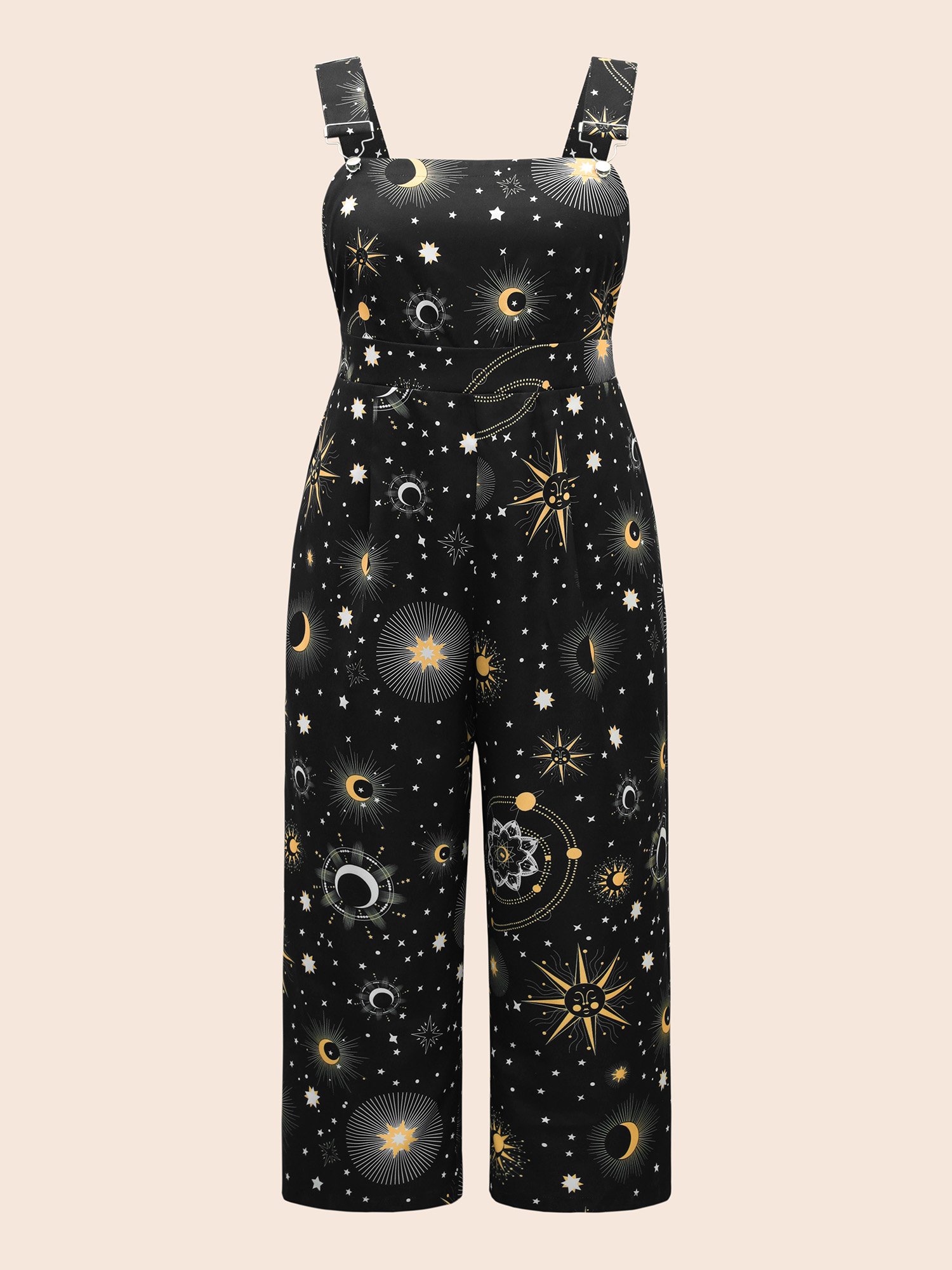 

Plus Size Black Starry Night Printed Cami Jumpsuit Women Cocktail Sleeveless Non Party Loose Jumpsuits BloomChic