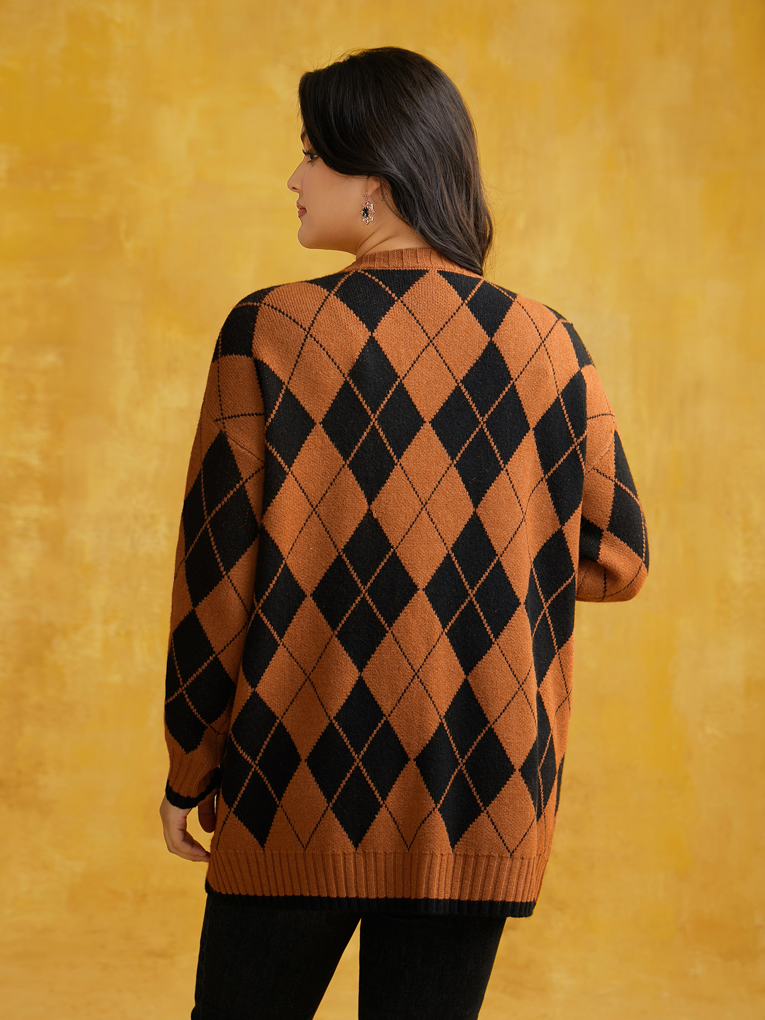 Plus Size Halloween Plaid Long Open Cardigan Black Women Casual Loose Long Sleeve Everyday Cardigans BloomChic 22-24/3X 