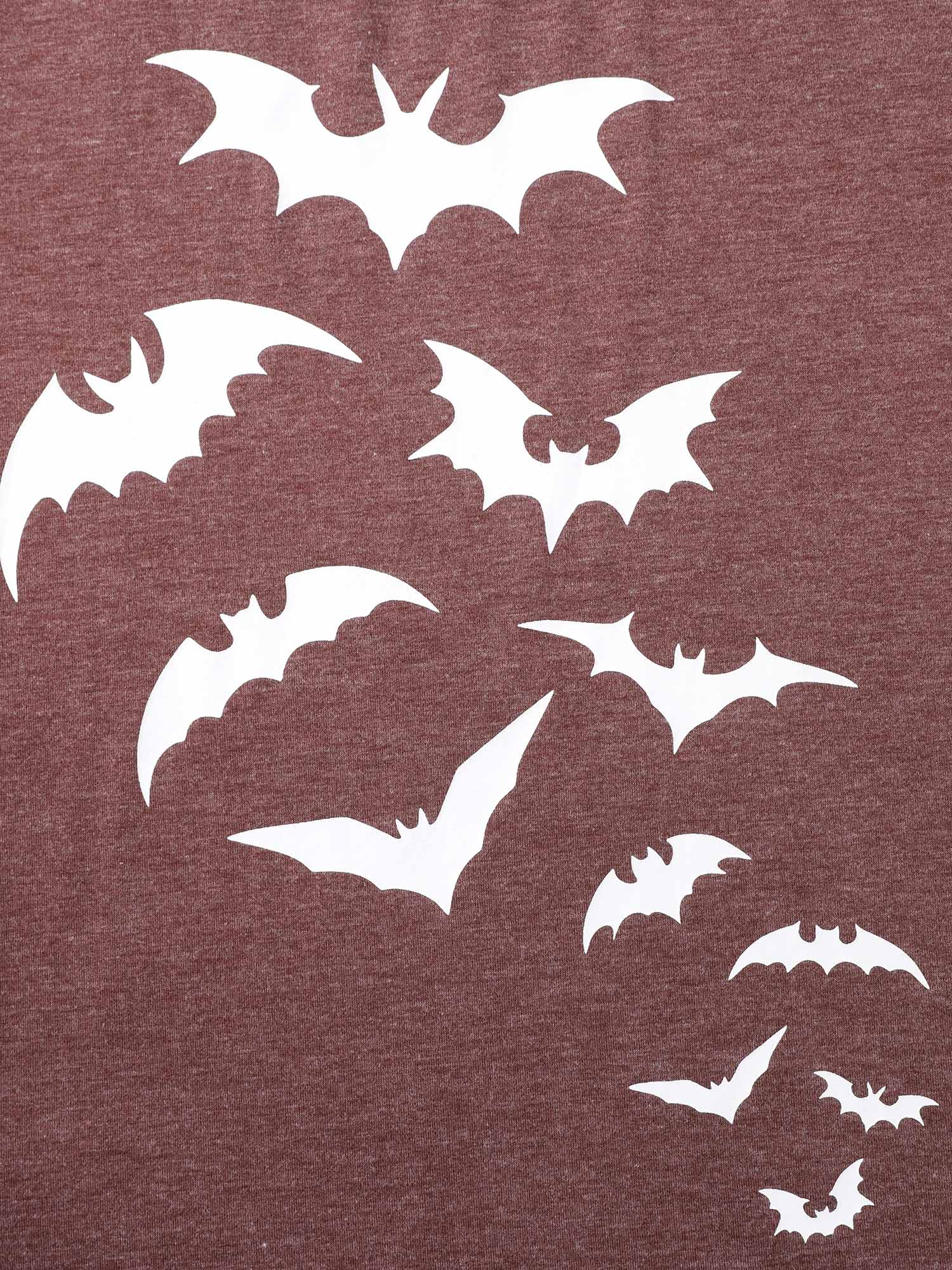 

Plus Size Soft Bat Printed Crew Neck Lounge Top Russet Everyday Casual Animals Short sleeve Round Neck  Bloomchic