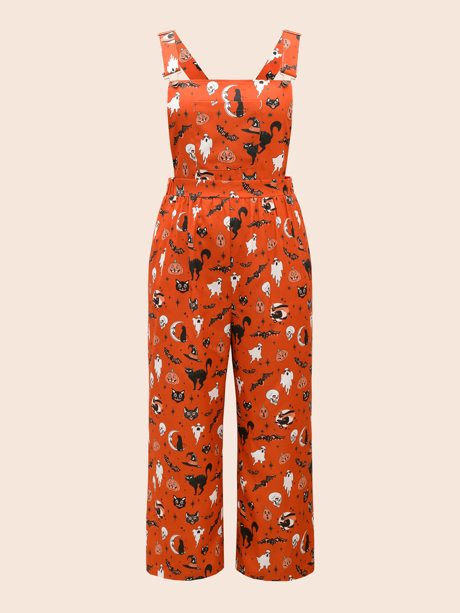 

Plus Size Brightorange Pumpkin Patch Adjustable Straps Jumpsuit Women Cocktail Sleeveless Non Party Loose Jumpsuits BloomChic