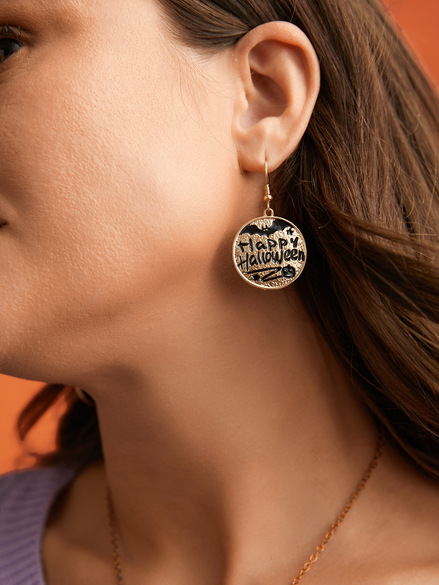 Happy Halloween Glossy Dangle Earrings Party One Size Cocktail Earrings BloomChic