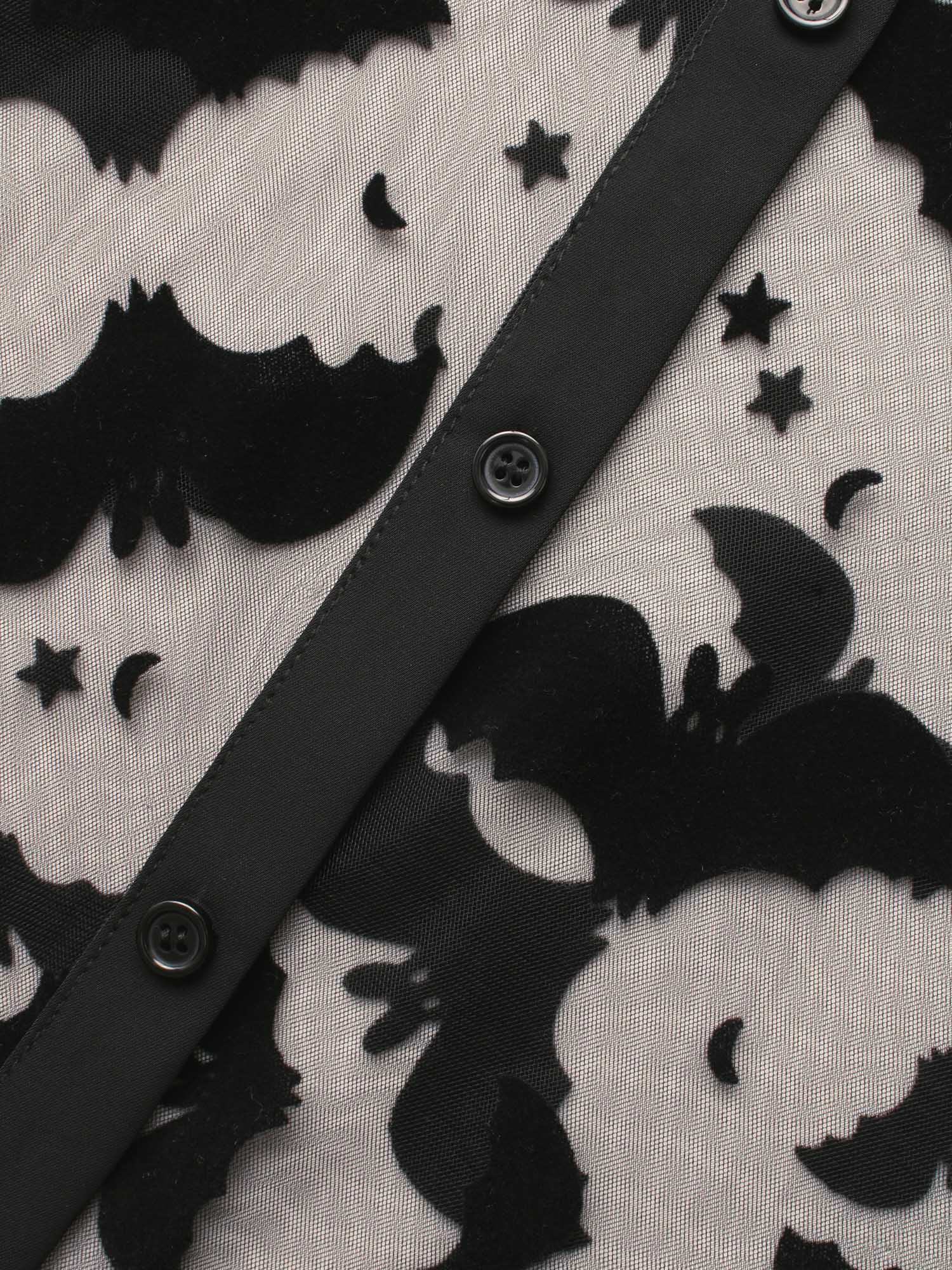 Plus Size Black Bats & Bows Ribbon Collar Blouse Women Elegant Long Sleeve Ribbon-tied collar Everyday Blouses BloomChic 14-16/1X 
