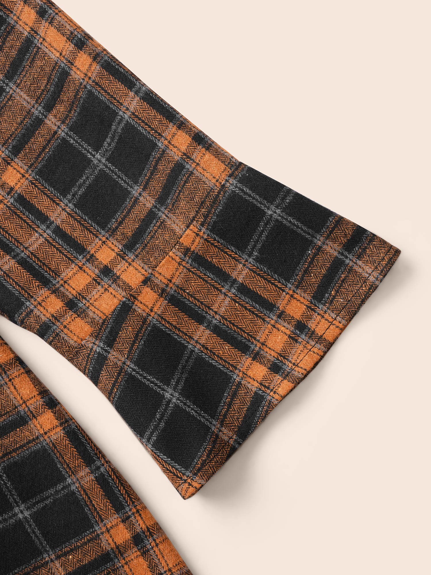 Plus Size OrangeRed Corset Plaid Waist-Cinching Blouse Women Elegant Long Sleeve Shirt collar Everyday Blouses BloomChic 30/6X 