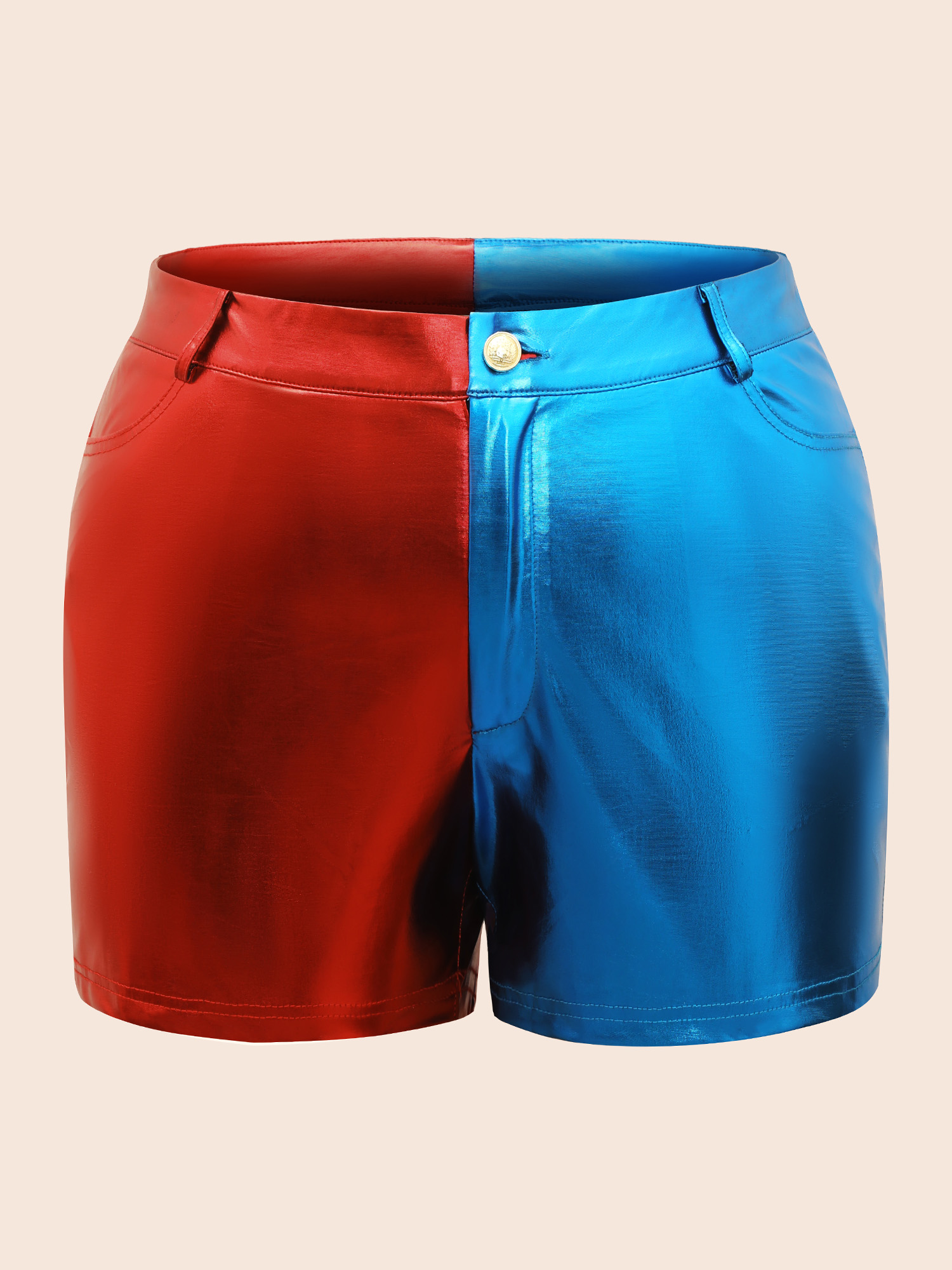 Plus Size Groovy Reflective Multi-Color Stage Shorts Women Multicolor Cocktail Contrast Straight Leg Party Shorts BloomChic 22-24/3X 