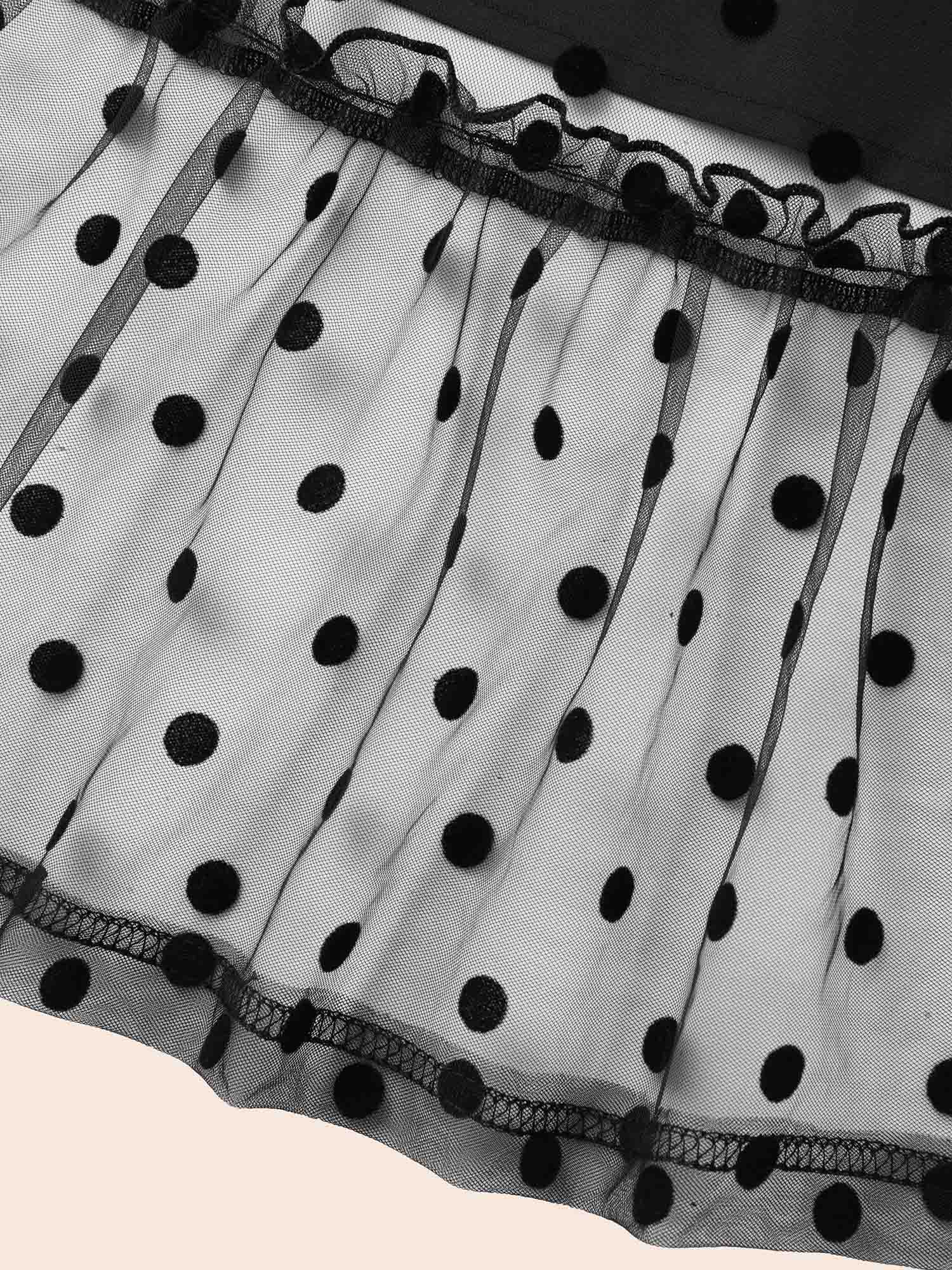 

Plus Size Polka Dot Textured A-Line Midi Skirt Women Black Elegant See through No stretch Side seam pocket Everyday Skirts BloomChic