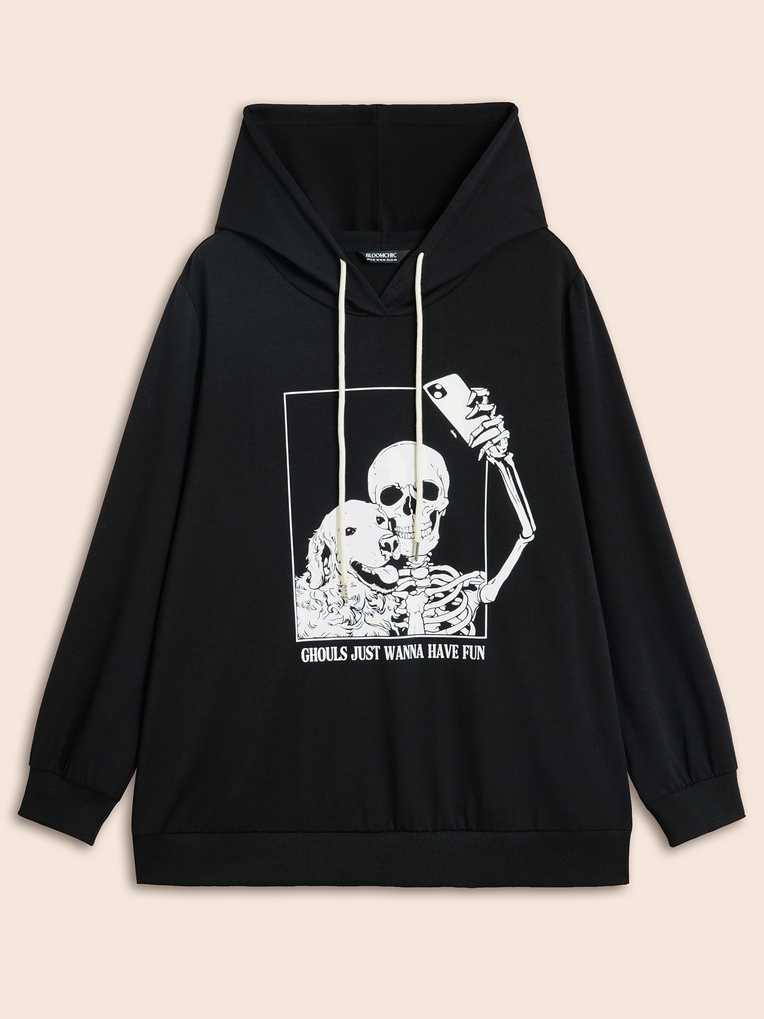 

Plus Size Click If You Dare Hooded Sweatshirt Women Black Casual Patchwork Hooded Everyday Sweatshirts BloomChic