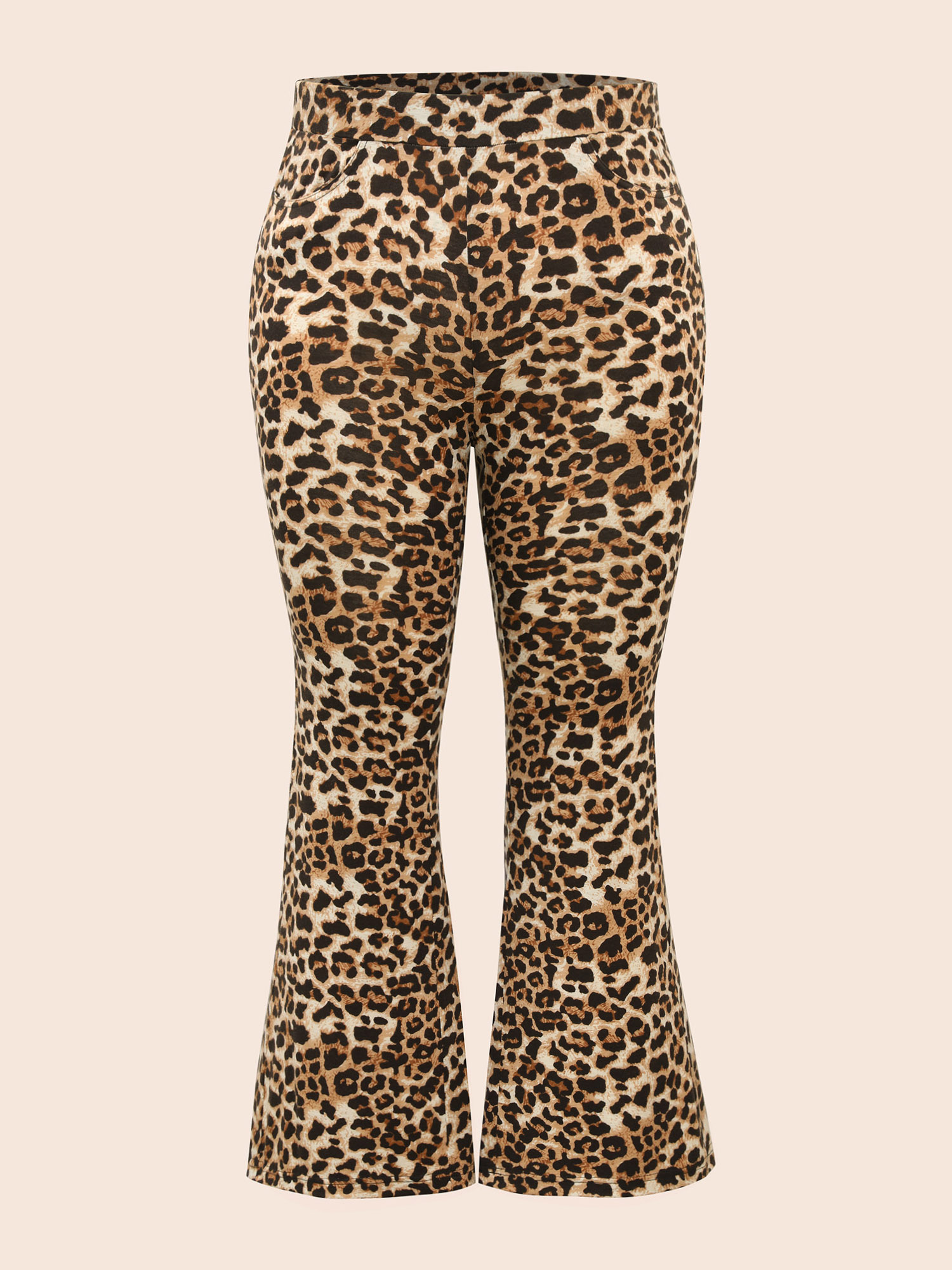 Plus Size Leopard Print Pocket Bootcut Leggings Women Leopard Casual High stretch Bootcut Mid Rise Everyday Leggings BloomChic 18-20/2X 