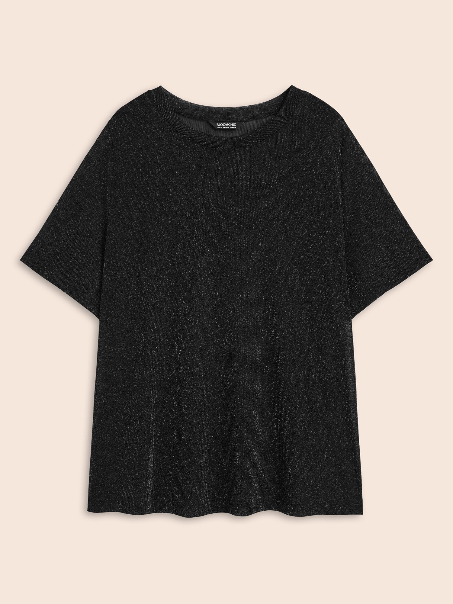 

Plus Size Round Neck Luxe Mesh T-shirt Black Women Elegant See through Round Neck Everyday T-shirts BloomChic