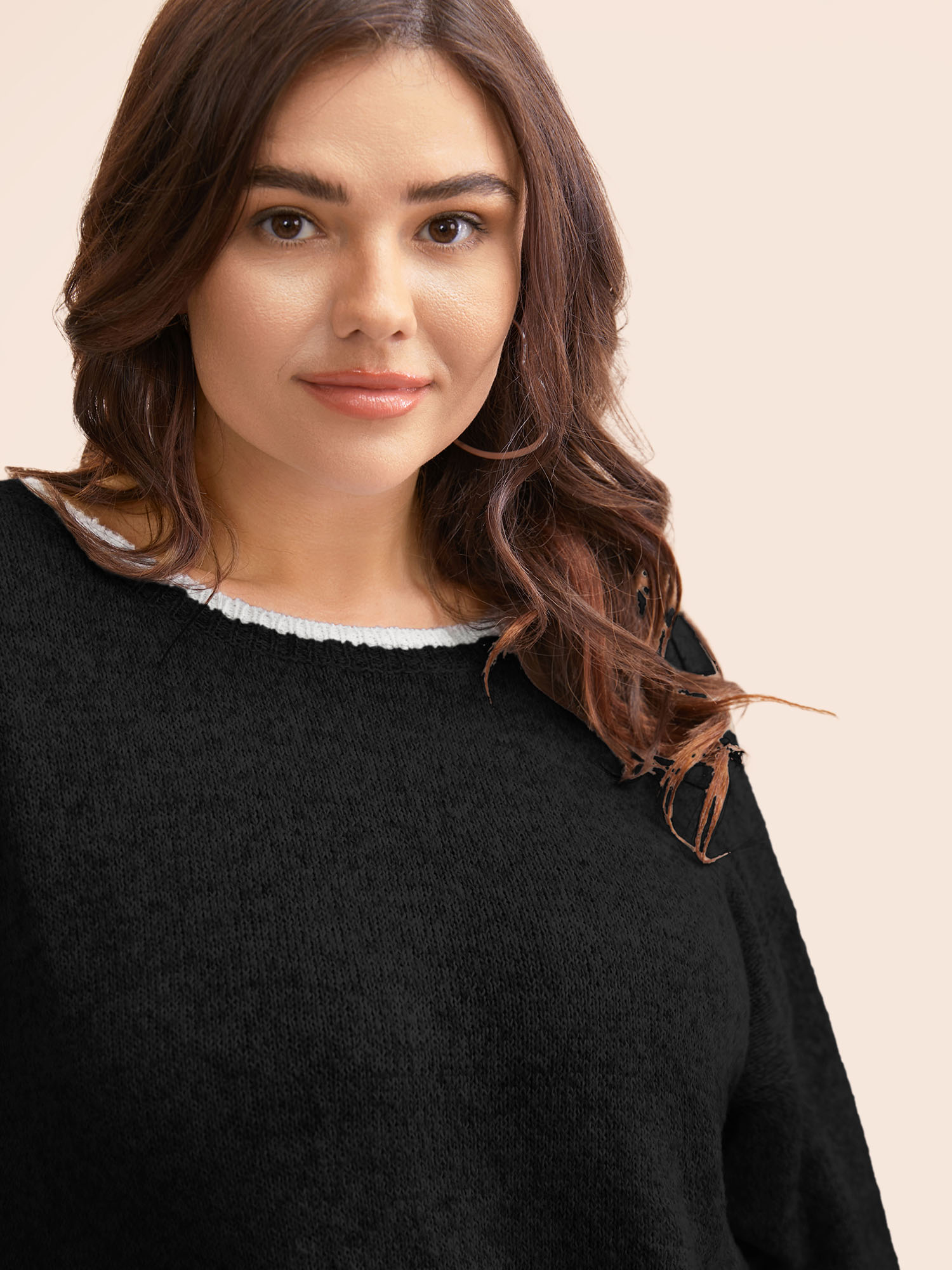 

Plus Size Round Neck Bowknot Cut Out Pullover Black Women Casual Long Sleeve Round Neck Everyday Pullovers BloomChic