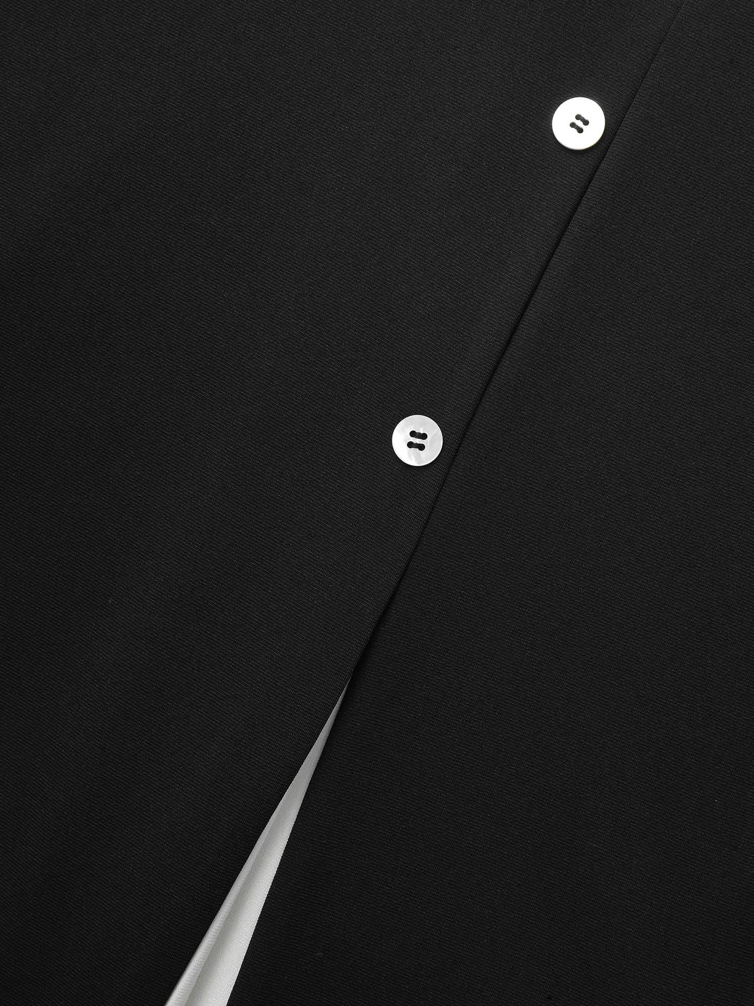 Plus Size Suit Collar Contrast Patchwork Sleeveless Dress Black Women At the Office Contrast Suit Collar Sleeveless Curvy BloomChic 12/L 