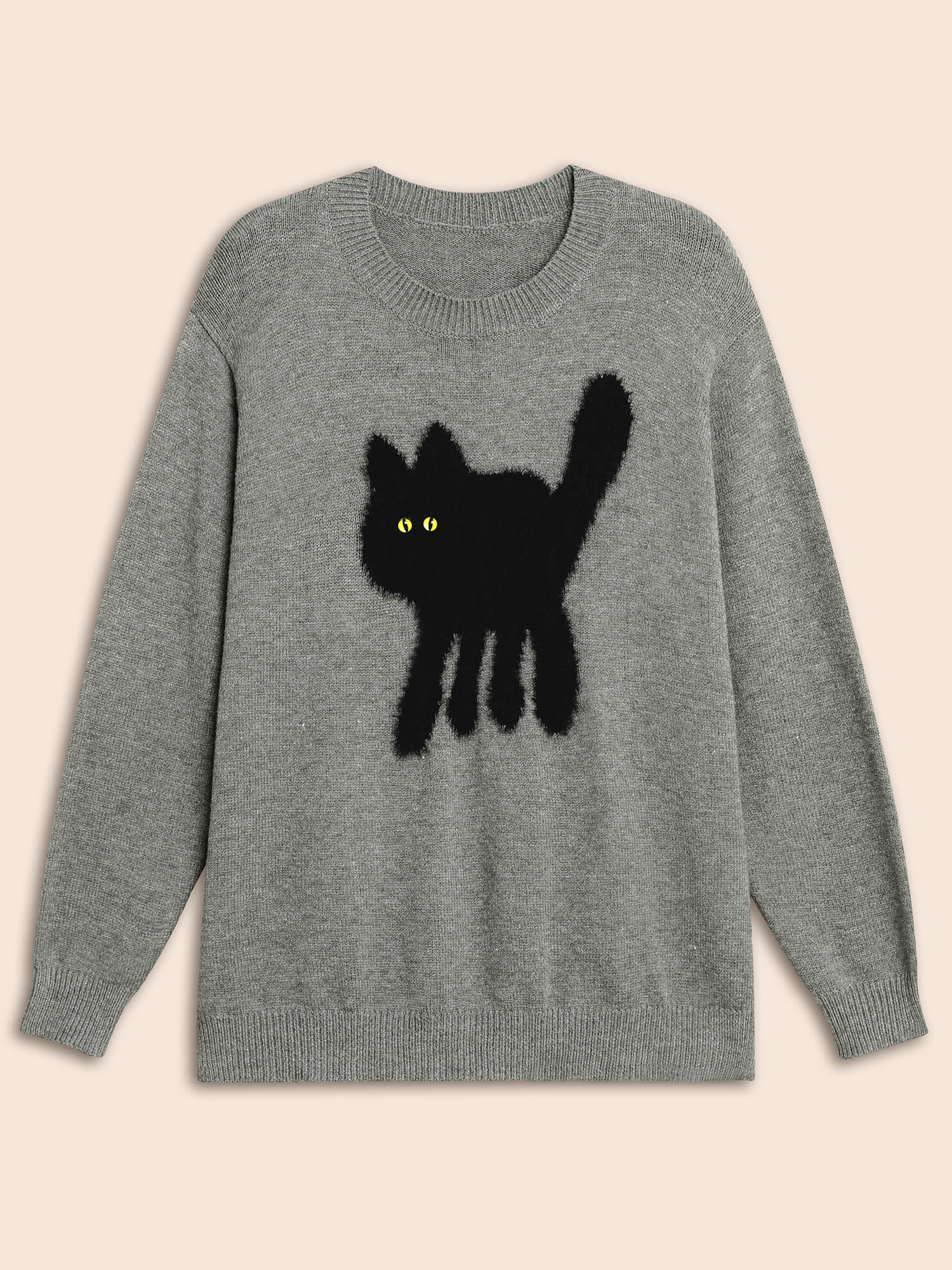 

Plus Size Supersoft Essentials Cat Slit Hem Pullover Mediumgray Women Casual Long Sleeve Round Neck Everyday Pullovers BloomChic