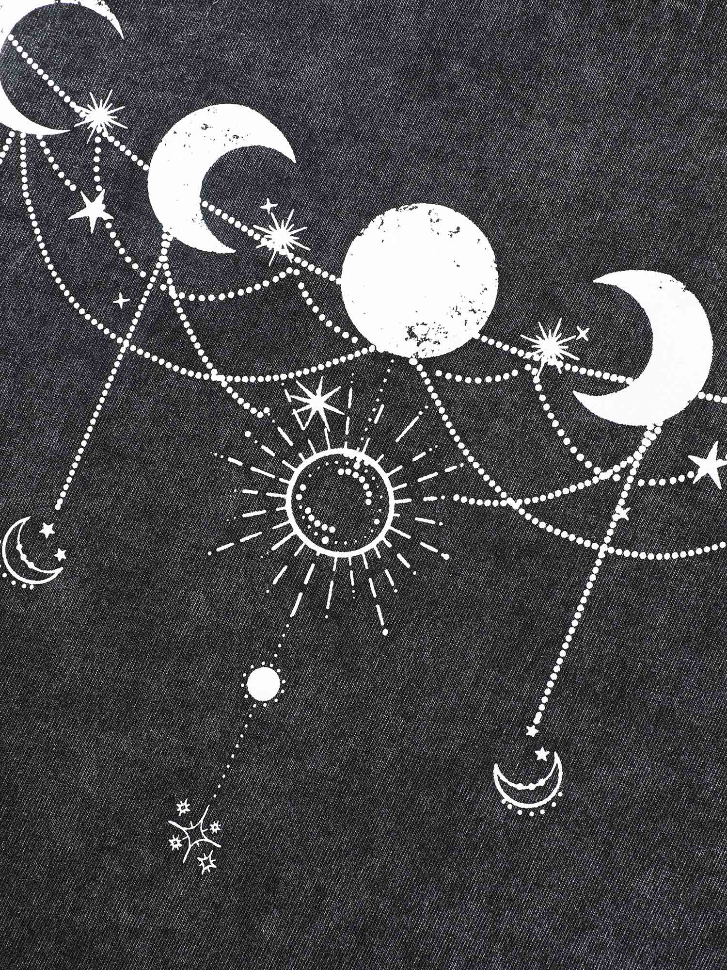 Plus Size Moon & Star Print Vintage Pocket Sweatshirt Women Acidwashblack Casual Non Hooded Everyday Sweatshirts BloomChic 22-24/3X 
