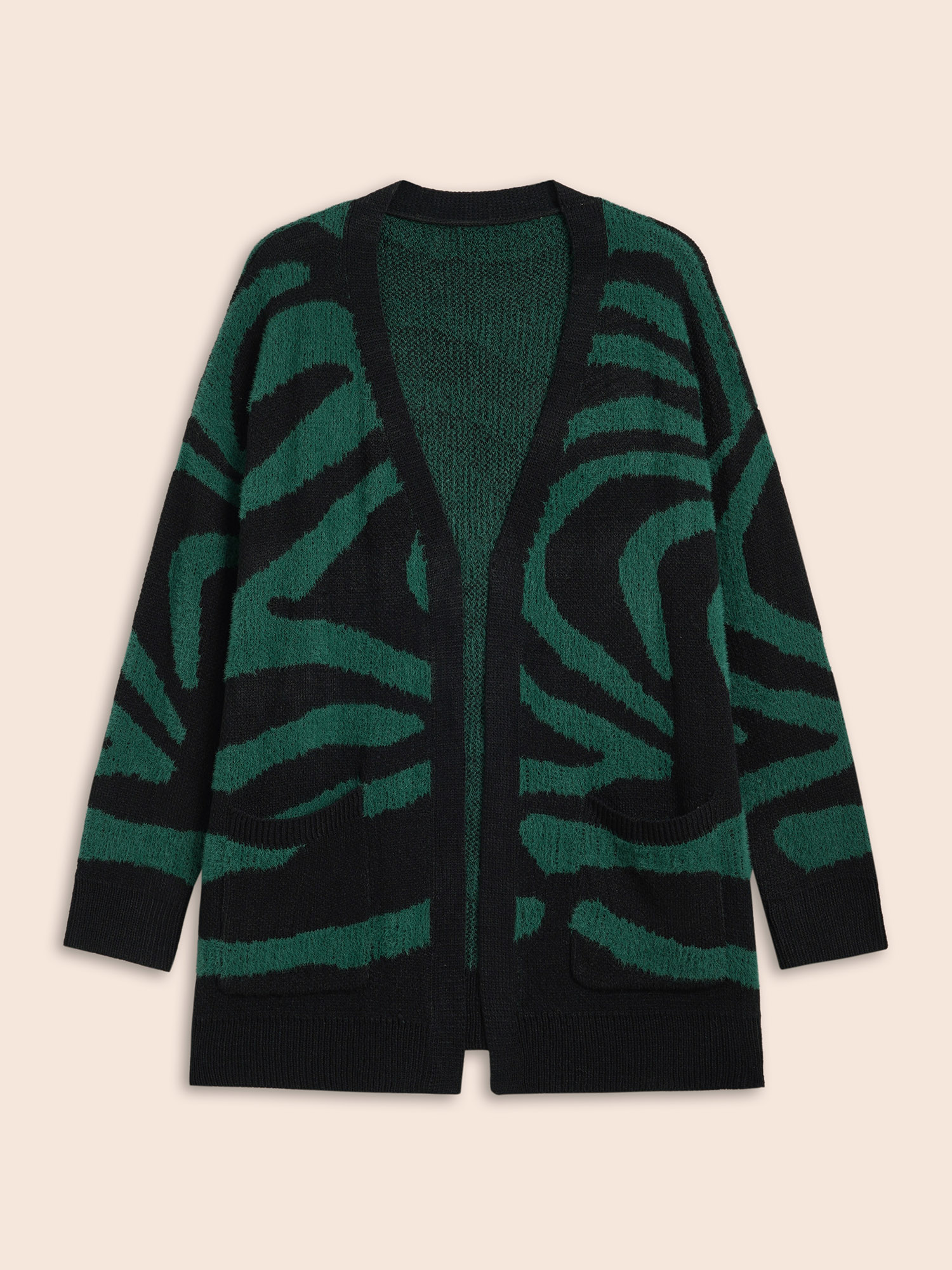 

Plus Size Zebra Jacquard Drop Shoulder Cardigan ArmyGreen Women Casual Loose Long Sleeve Everyday Cardigans BloomChic