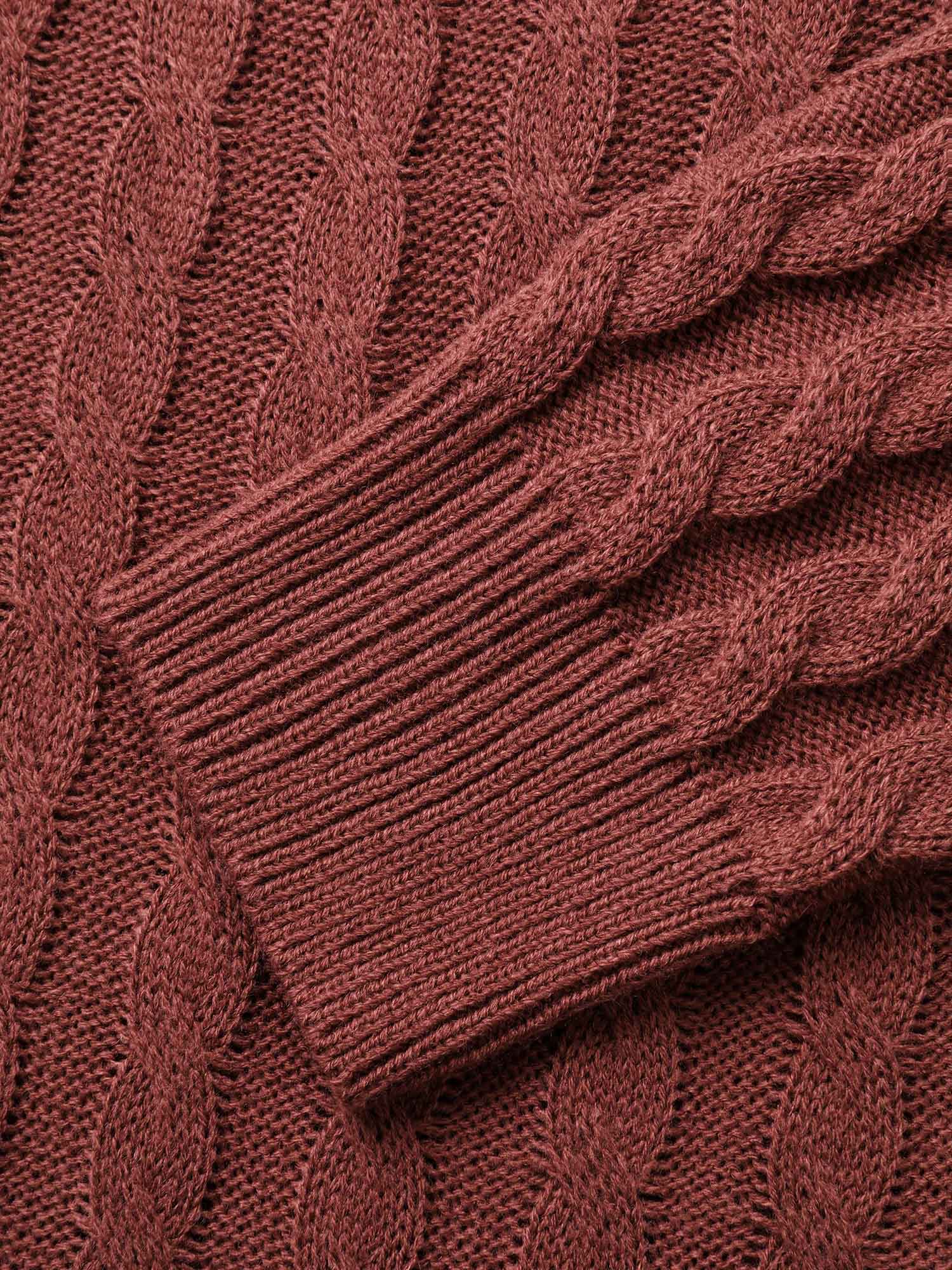 Plus Size Round Neck Cable Knit Ruffle Trim Sweater Dress DustyPink Women Resort Bodycon Long Sleeve Vacation Sweater Dresses BloomChic 30/6X 