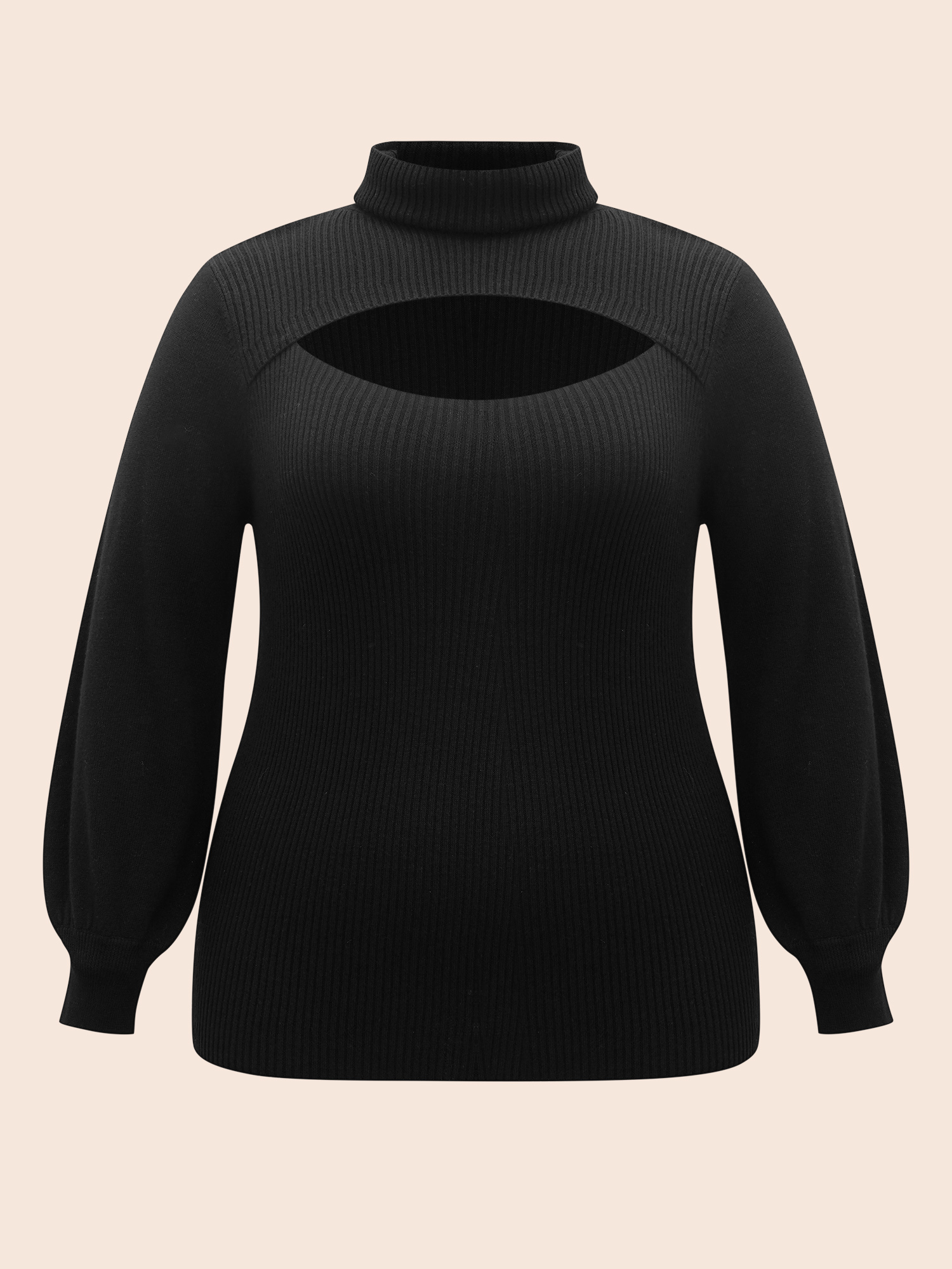 

Plus Size Supersoft Essentials Turtleneck Cut Out Pullover Black Women Elegant Long Sleeve Turtleneck Everyday Pullovers BloomChic