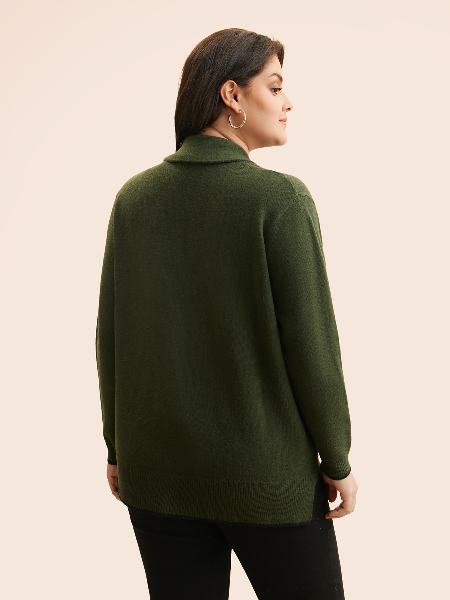 Plus Size Supersoft Essentials Solid Shawl Collar Cardigan ArmyGreen Women Casual Loose Long Sleeve Everyday Cardigans BloomChic 26/4X 