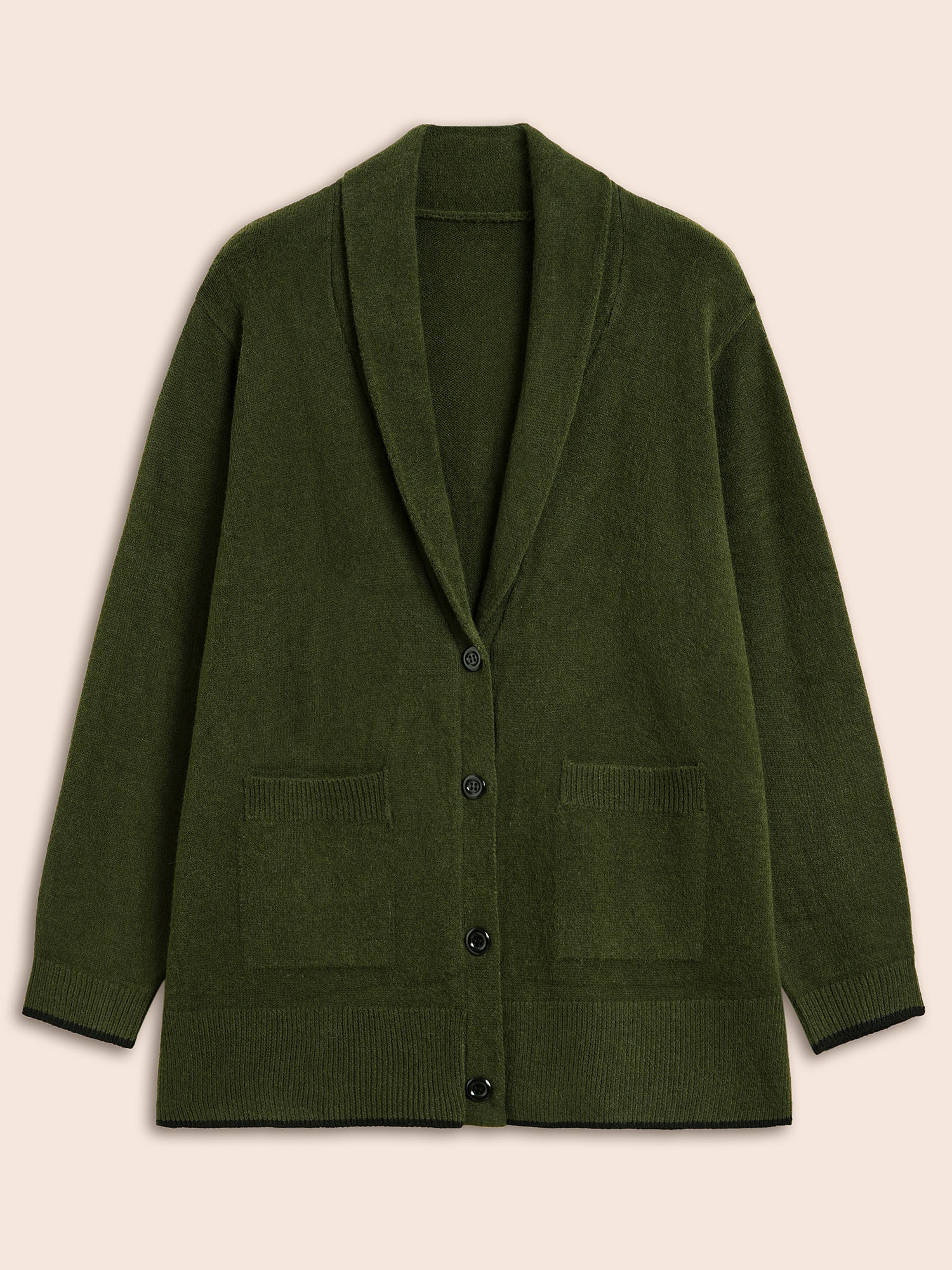 Plus Size Supersoft Essentials Solid Shawl Collar Cardigan ArmyGreen Women Casual Loose Long Sleeve Everyday Cardigans BloomChic 26/4X 