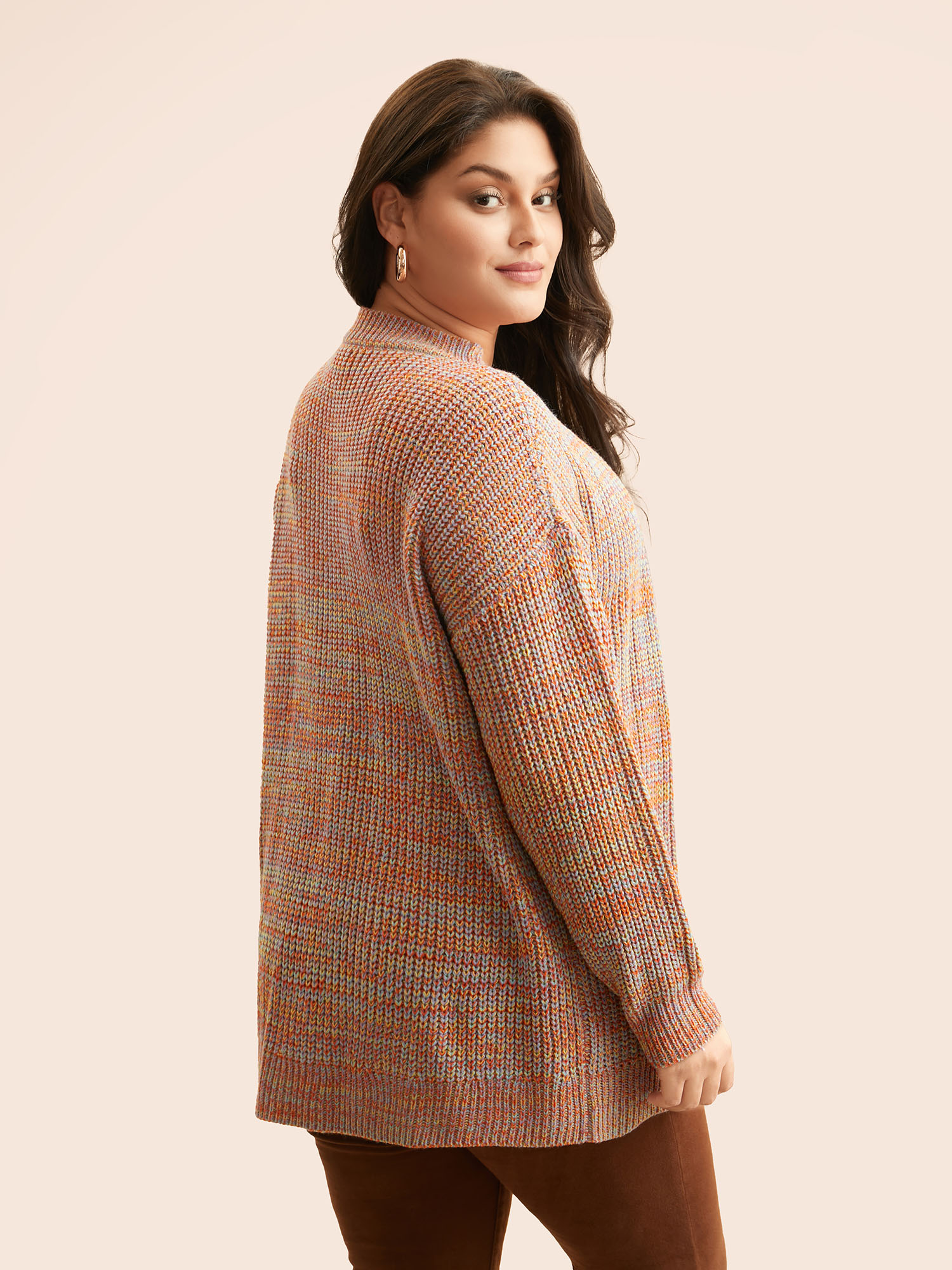 Plus Size Heather Patch Pocket Drop Shoulder Cardigan Multicolor Women Casual Loose Long Sleeve Everyday Cardigans BloomChic 22-24/3X 