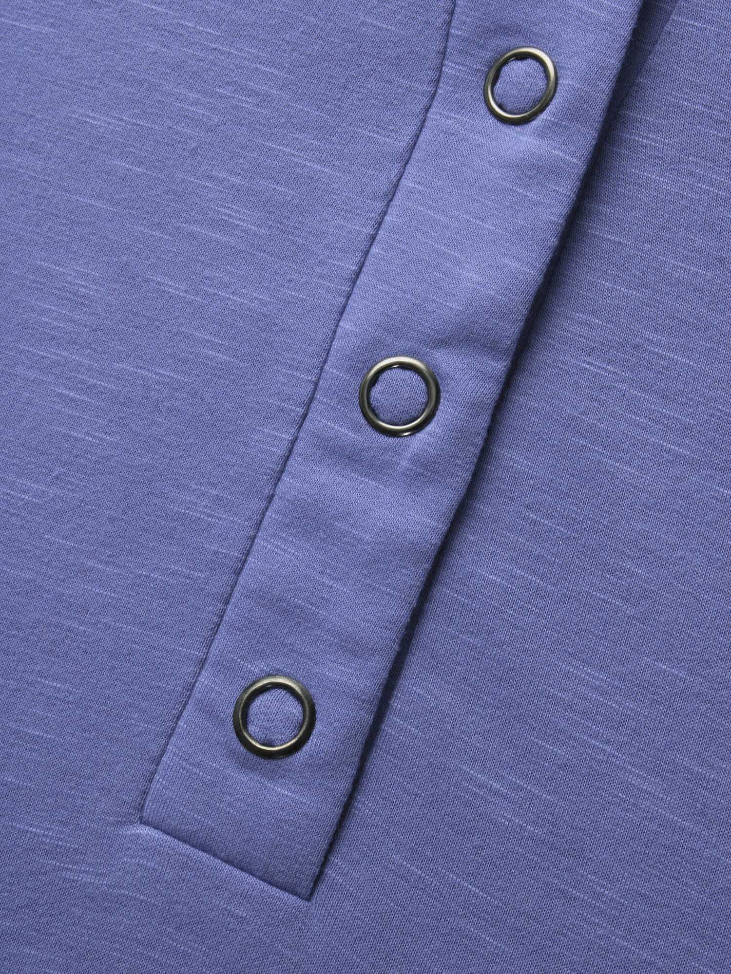 Plus Size Plain Notched Collar Button Up Sweatshirt Women Bluepurple Casual Patchwork Notched collar Everyday Sweatshirts BloomChic 12/L 