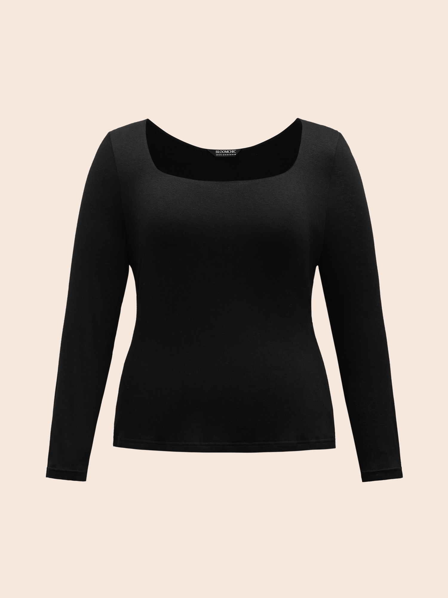 Plus Size Supersoft Essentials Solid U Neck T-shirt Black Women Elegant Non U-neck Skinny Everyday T-shirts BloomChic 30/6X 