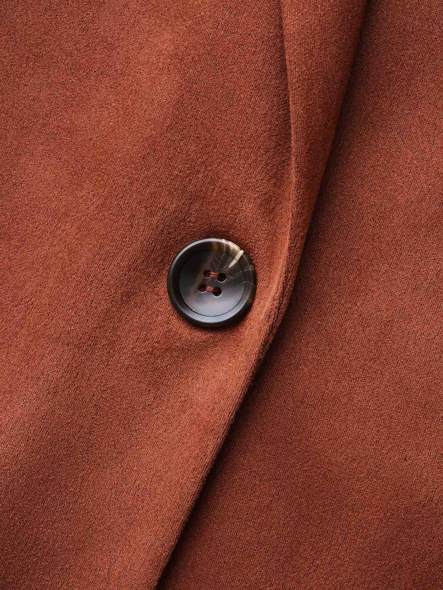 Plus Size Suit Collar Faux Suede Belted Jacket Women Rust Belted Side seam pocket Belt Everyday Jackets BloomChic 10/M 