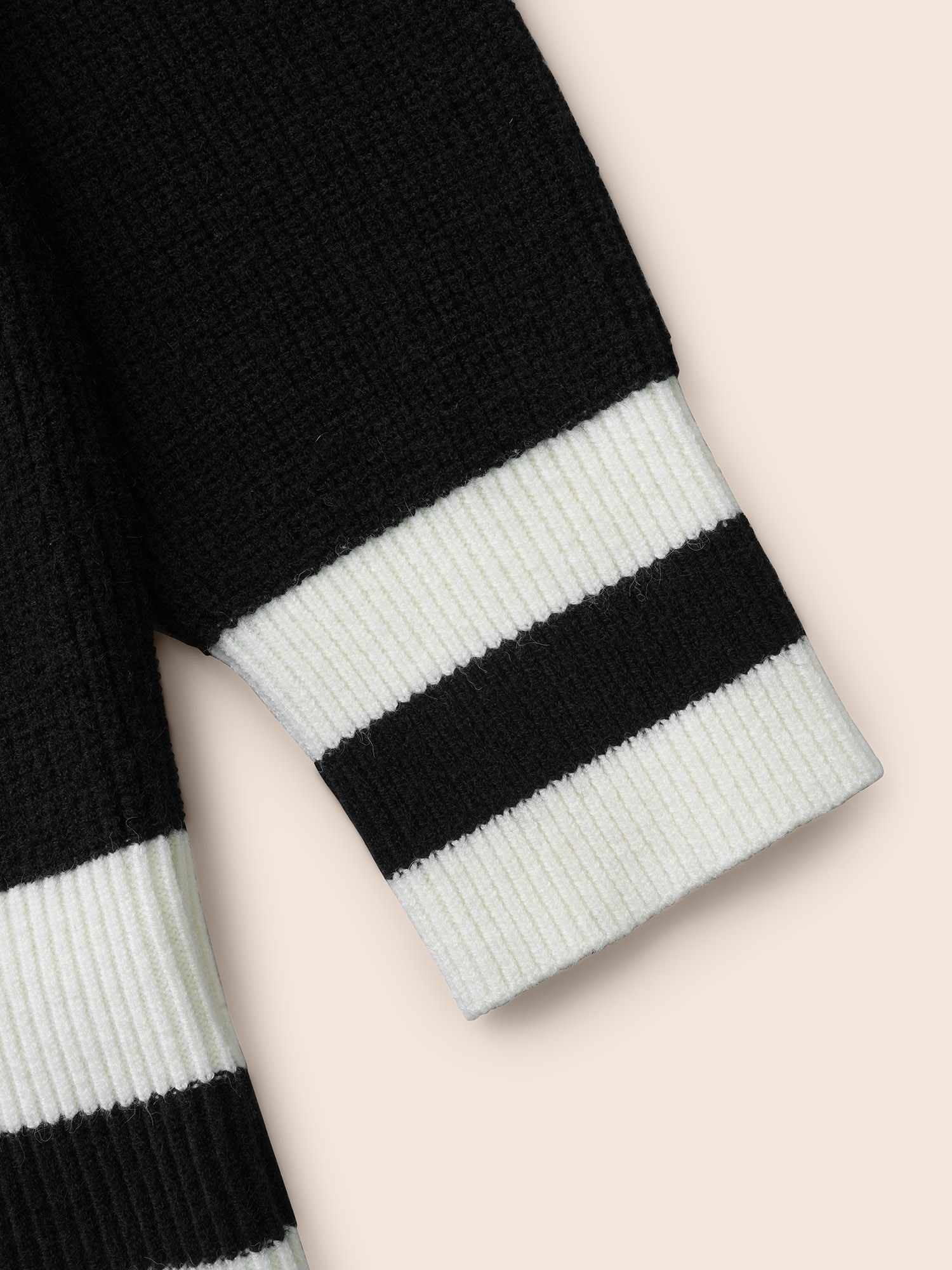 Plus Size Contrast Striped Drop Shoulder Cardigan Black Women Casual Loose Long Sleeve Everyday Cardigans BloomChic 12/L 