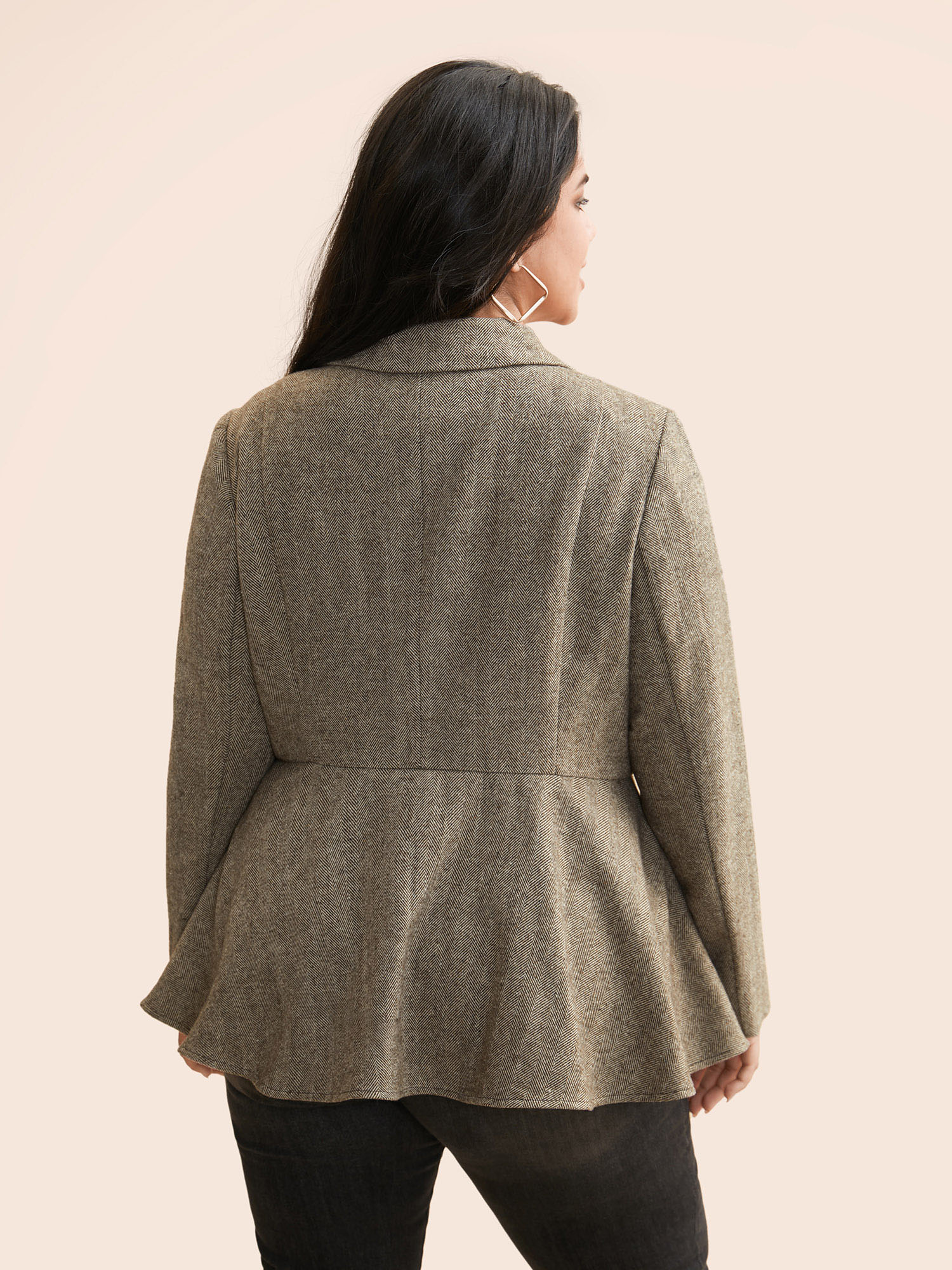 Plus Size Lapel Collar Metal Detail Jacket Women Multicolor Button Bodycon Everyday Jackets BloomChic 28/5X 