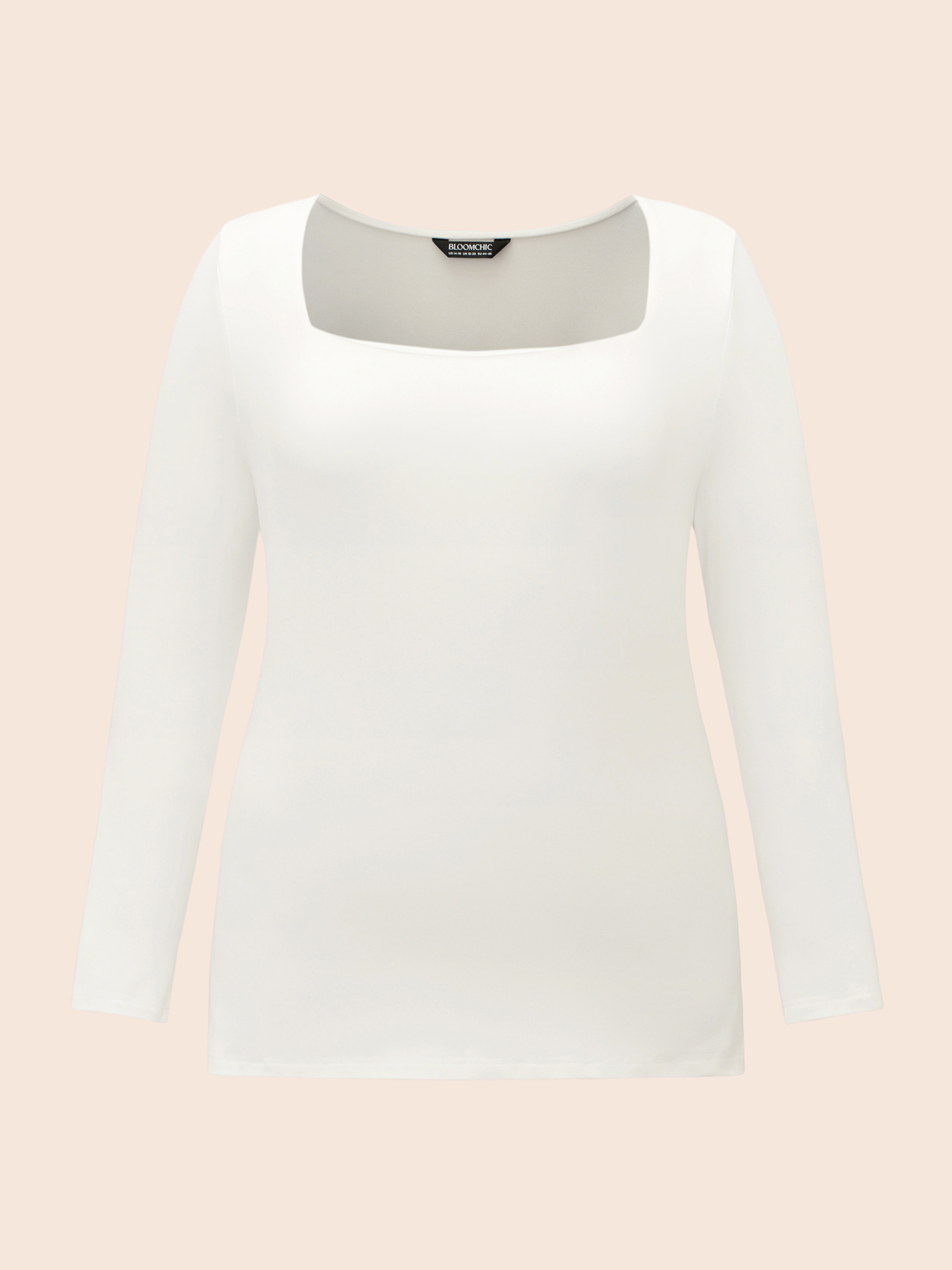 Plus Size Supersoft Essentials Solid Square Neck T-shirt WhiteSmoke Women Casual Non Square Neck Skinny Everyday T-shirts BloomChic 10/M 