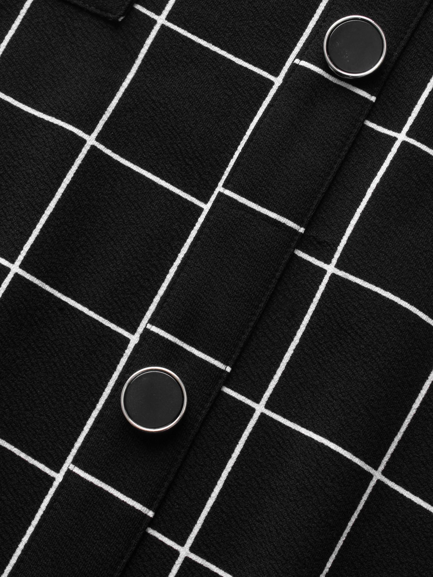 Plus Size Plaid V Neck Button Detail Dress Black Women Casual Button V-neck Sleeveless Curvy BloomChic 12/L 