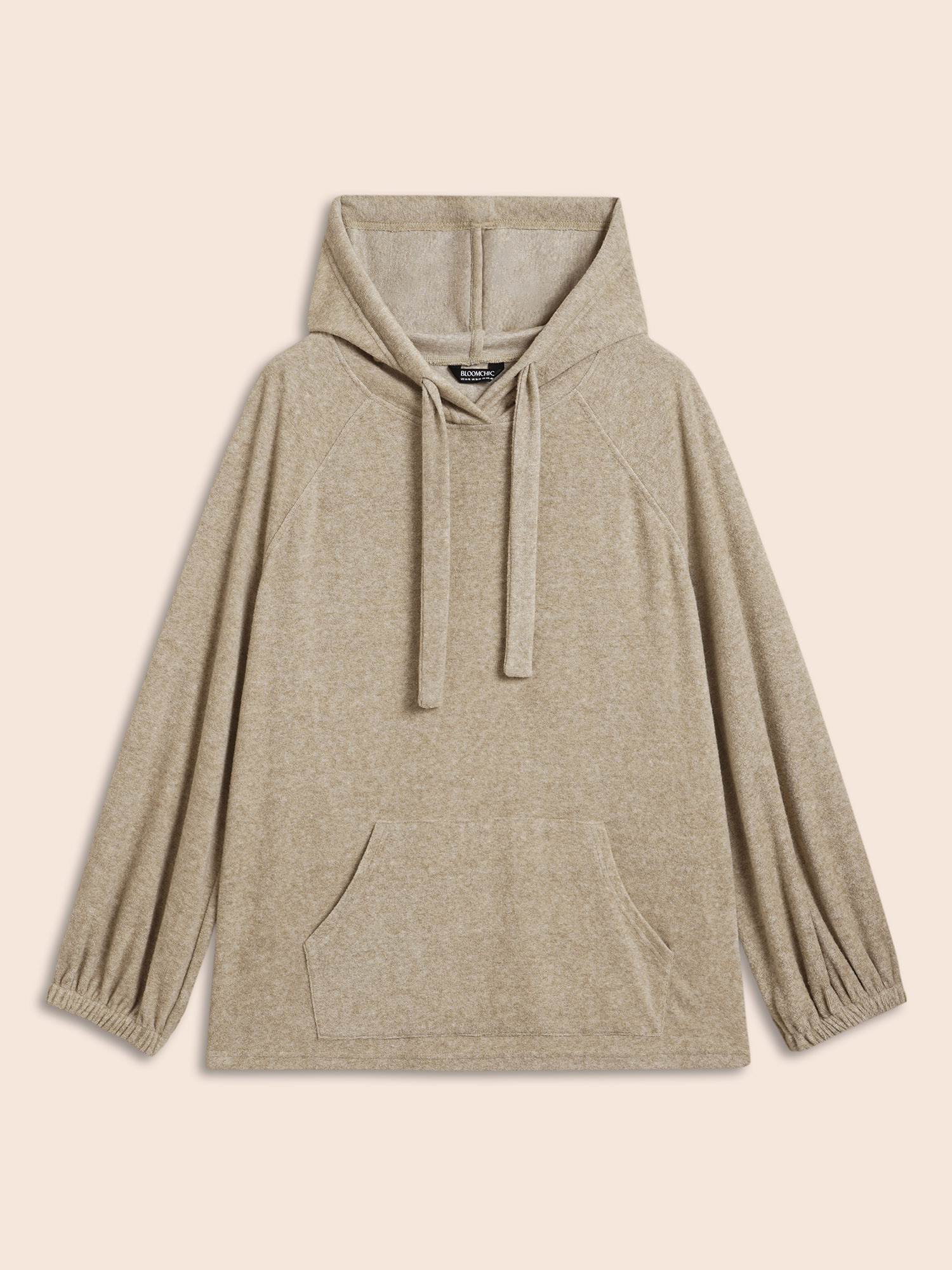 Plus Size Airy Cozy Relaxed Fit Hooded Sweatshirt Women Tan Casual Drawstring Loose Hooded Everyday Sweatshirts BloomChic 10/M 