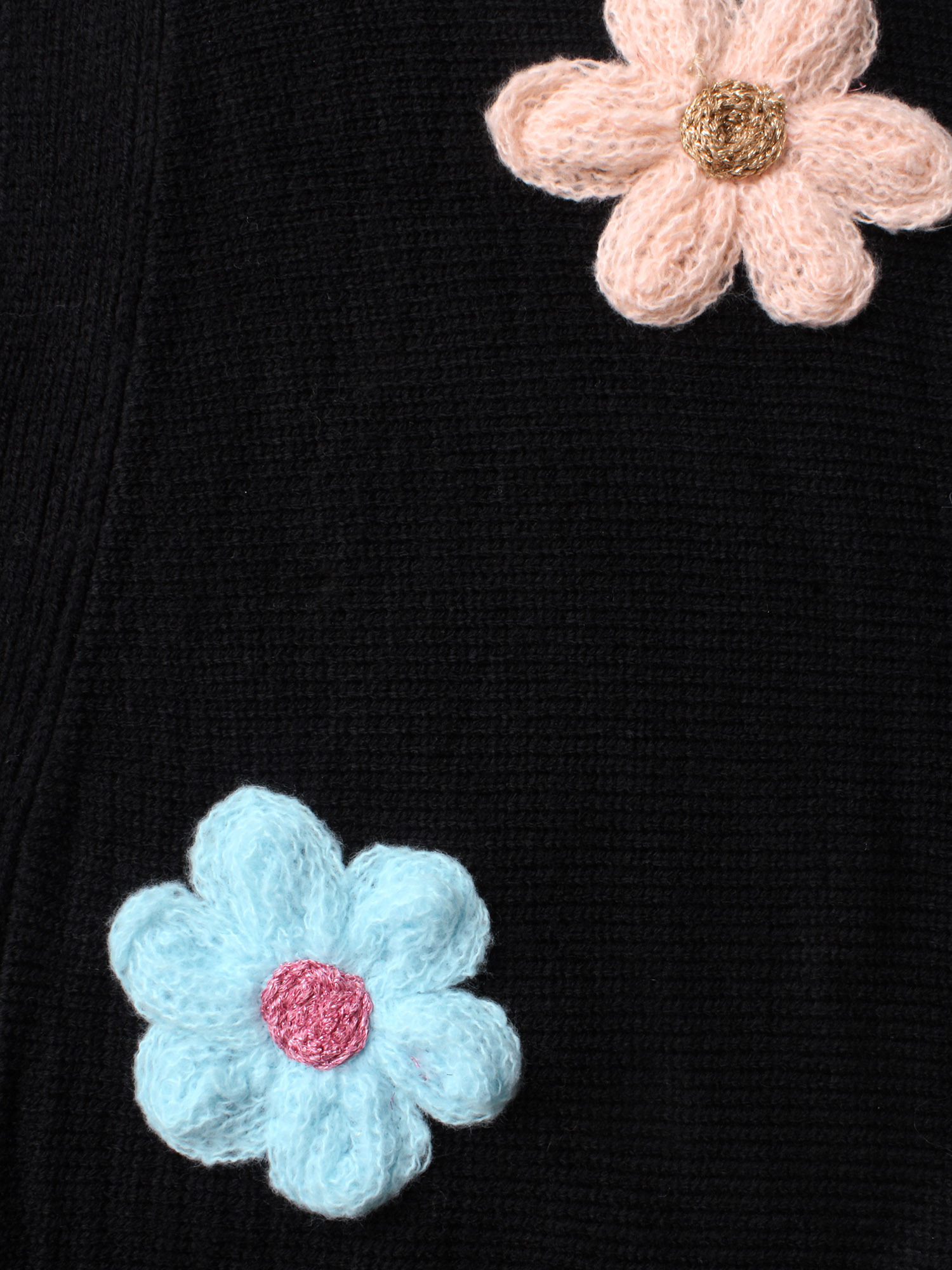 Plus Size Stereo Flower Design Drop Shoulder Cardigan Black Women Casual Loose Long Sleeve Everyday Cardigans BloomChic 10/M 