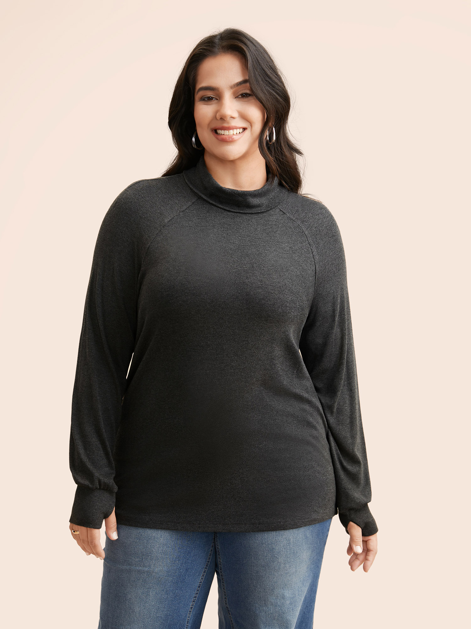 

Plus Size Supersoft Turtleneck Top DimGray Women Casual Non Turtleneck Everyday T-shirts BloomChic