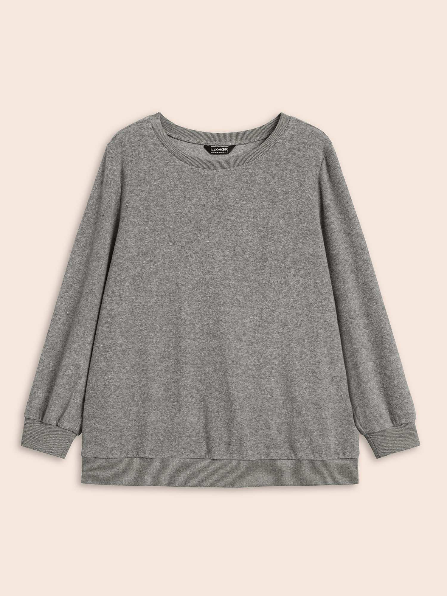 

Plus Size Airy Cozy Crew Neck Sweatshirt Women Mediumgray Casual Patchwork Round Neck Everyday Sweatshirts BloomChic