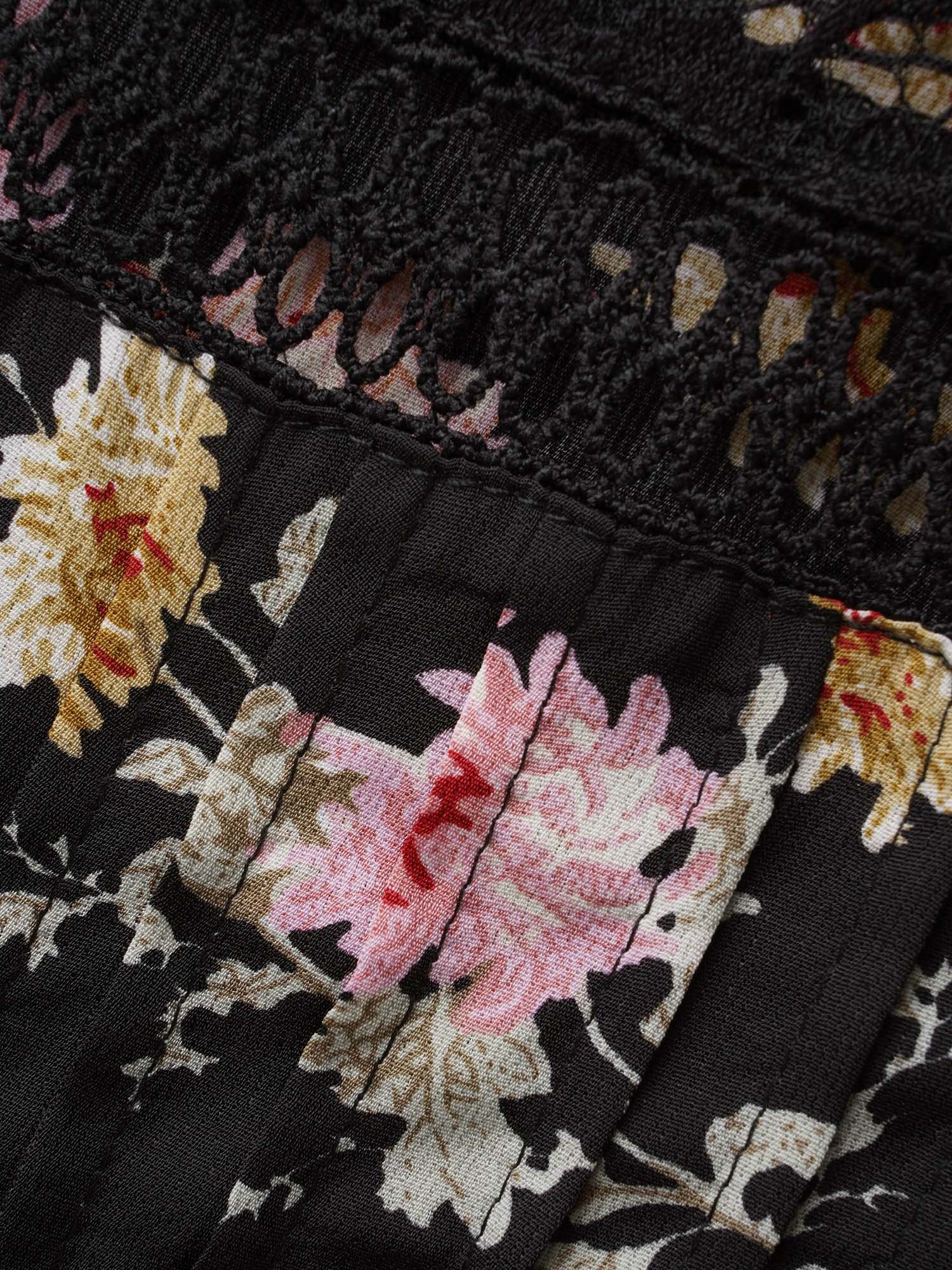 Plus Size Black Floral Lace Panel Lantern Sleeve Blouse Women Elegant Long Sleeve Round Neck Everyday Blouses BloomChic 26/4X 