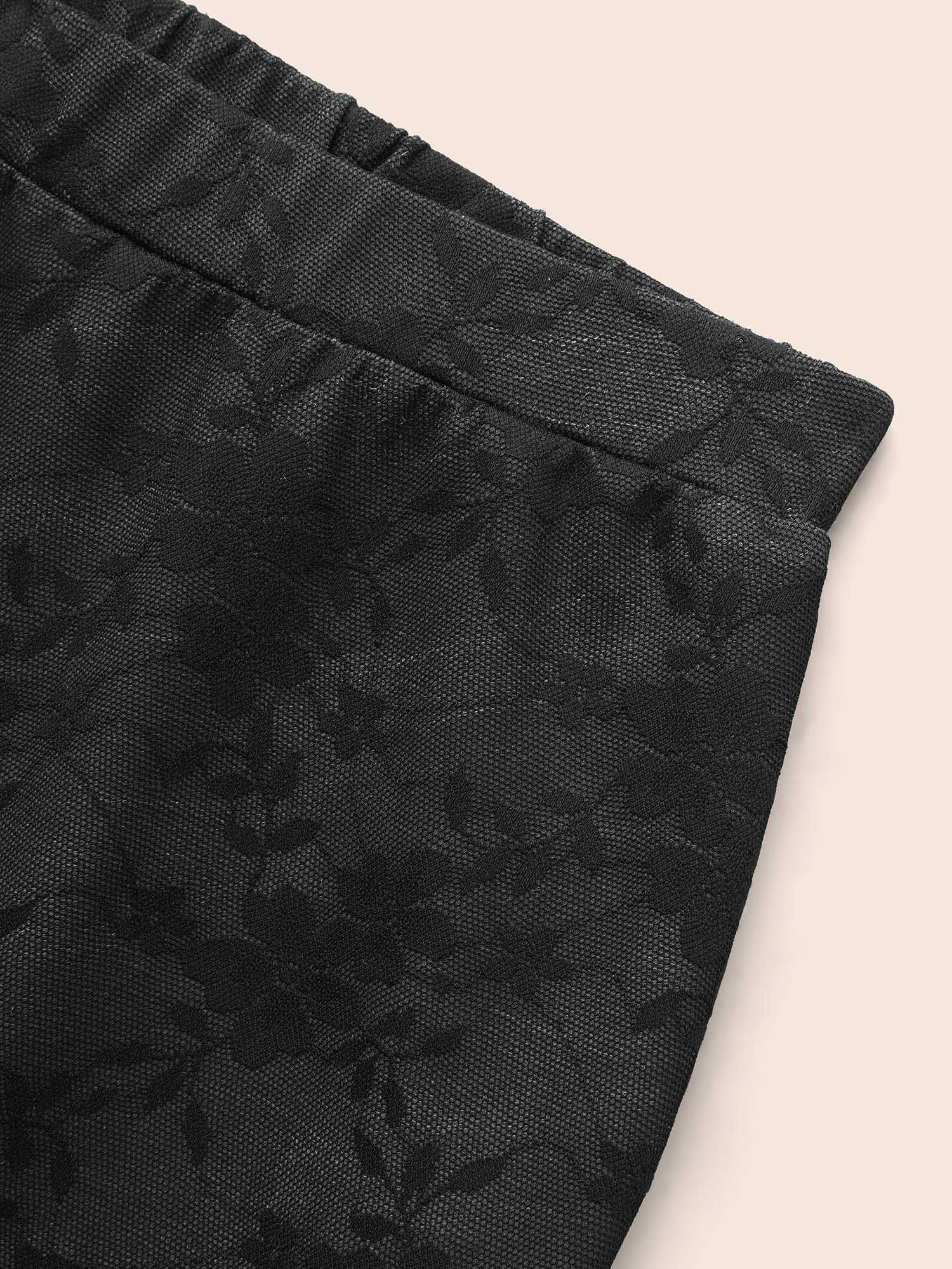 Plus Size Floral Medium Stretch Skinny Leggings Women Black Elegant Medium stretch Skinny Mid Rise Everyday Leggings BloomChic 28/5X 