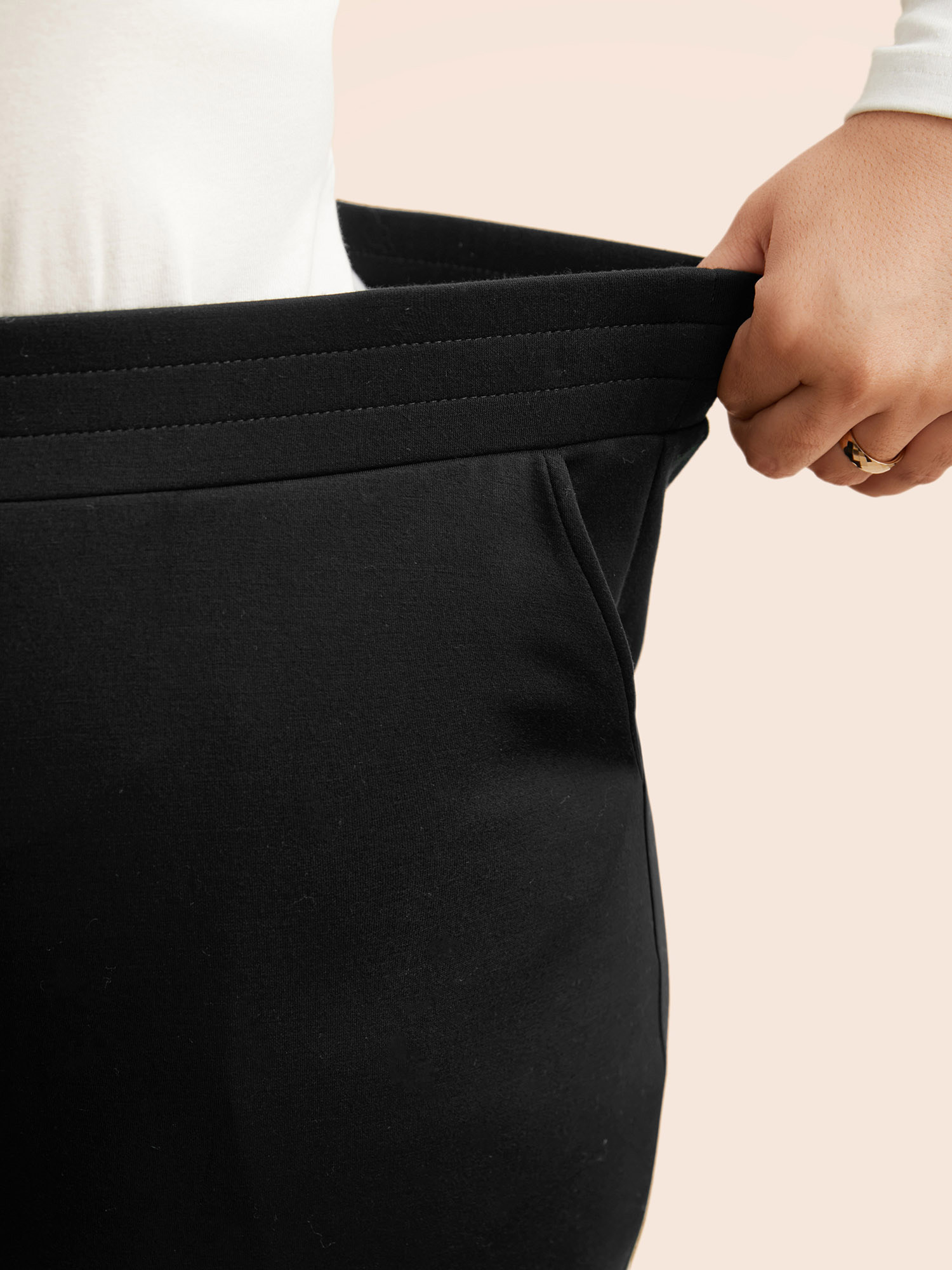 Plus Size Supersoft Wide-Leg Pants Women Black Casual Wide Leg Mid Rise Everyday Pants BloomChic 18-20/2X 