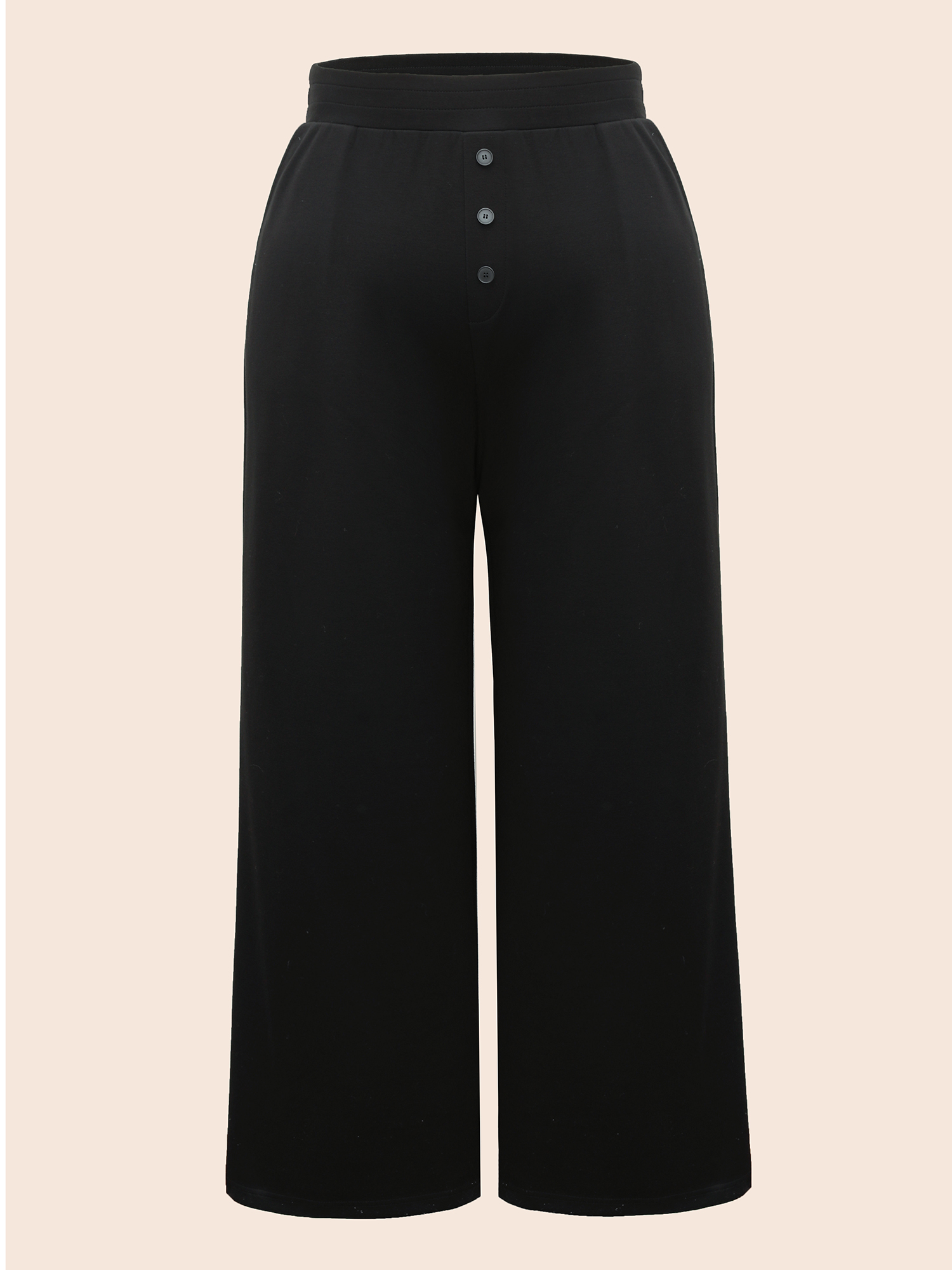 Plus Size Supersoft Wide-Leg Pants Women Black Casual Wide Leg Mid Rise Everyday Pants BloomChic 18-20/2X 