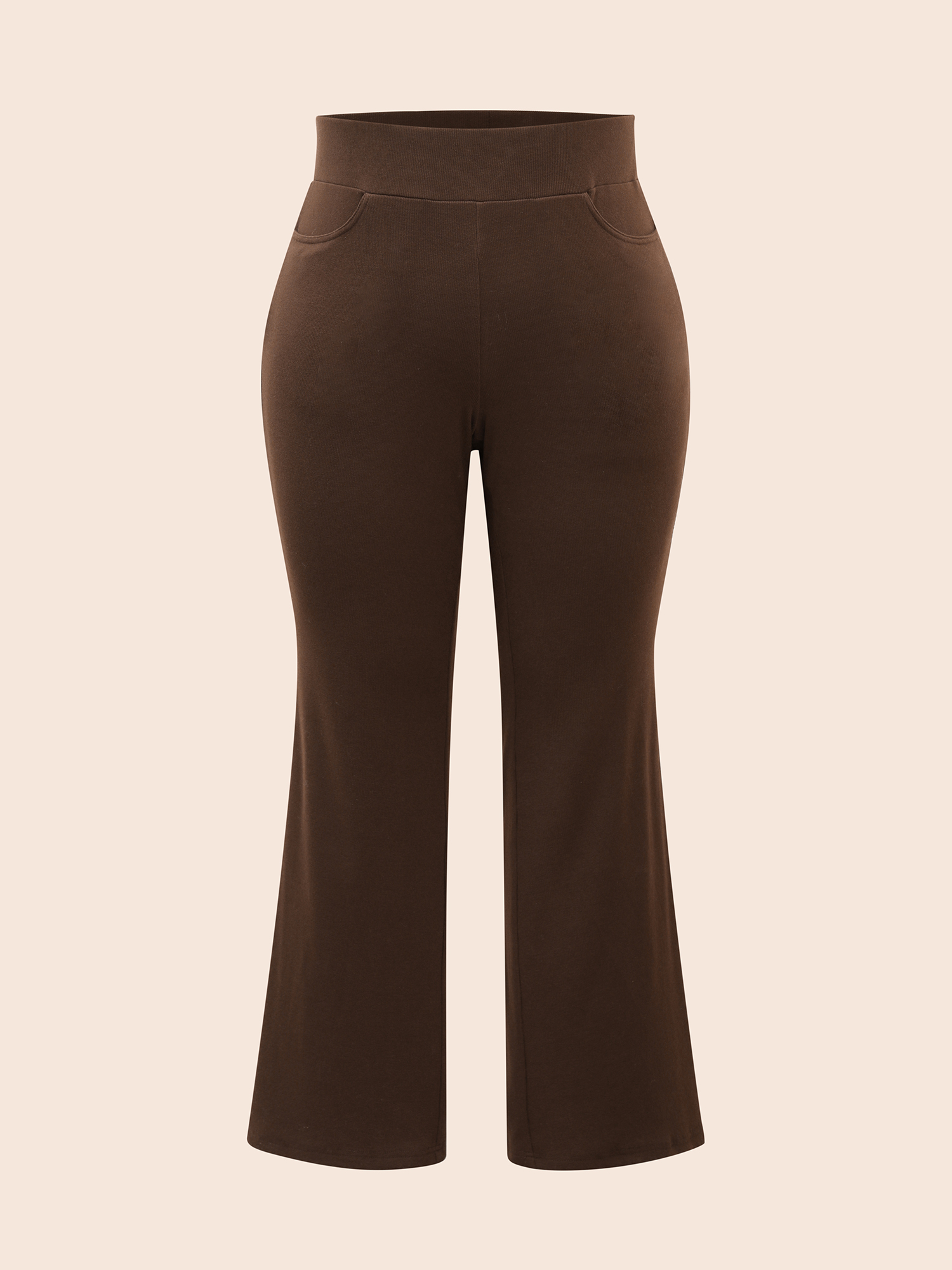Plus Size Supersoft Essentials Flared Pants Women Browncoffeecolor Casual Medium stretch Bootcut Mid Rise Everyday Leggings BloomChic 10/M 