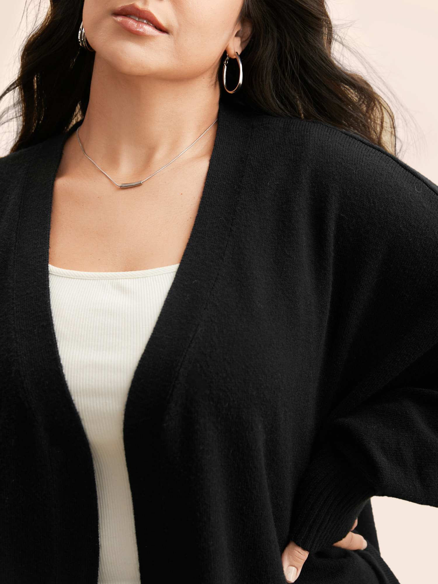 

Plus Size Supersoft Curved Hem Open Cardigan Black Women Casual Loose Long Sleeve Everyday Cardigans BloomChic