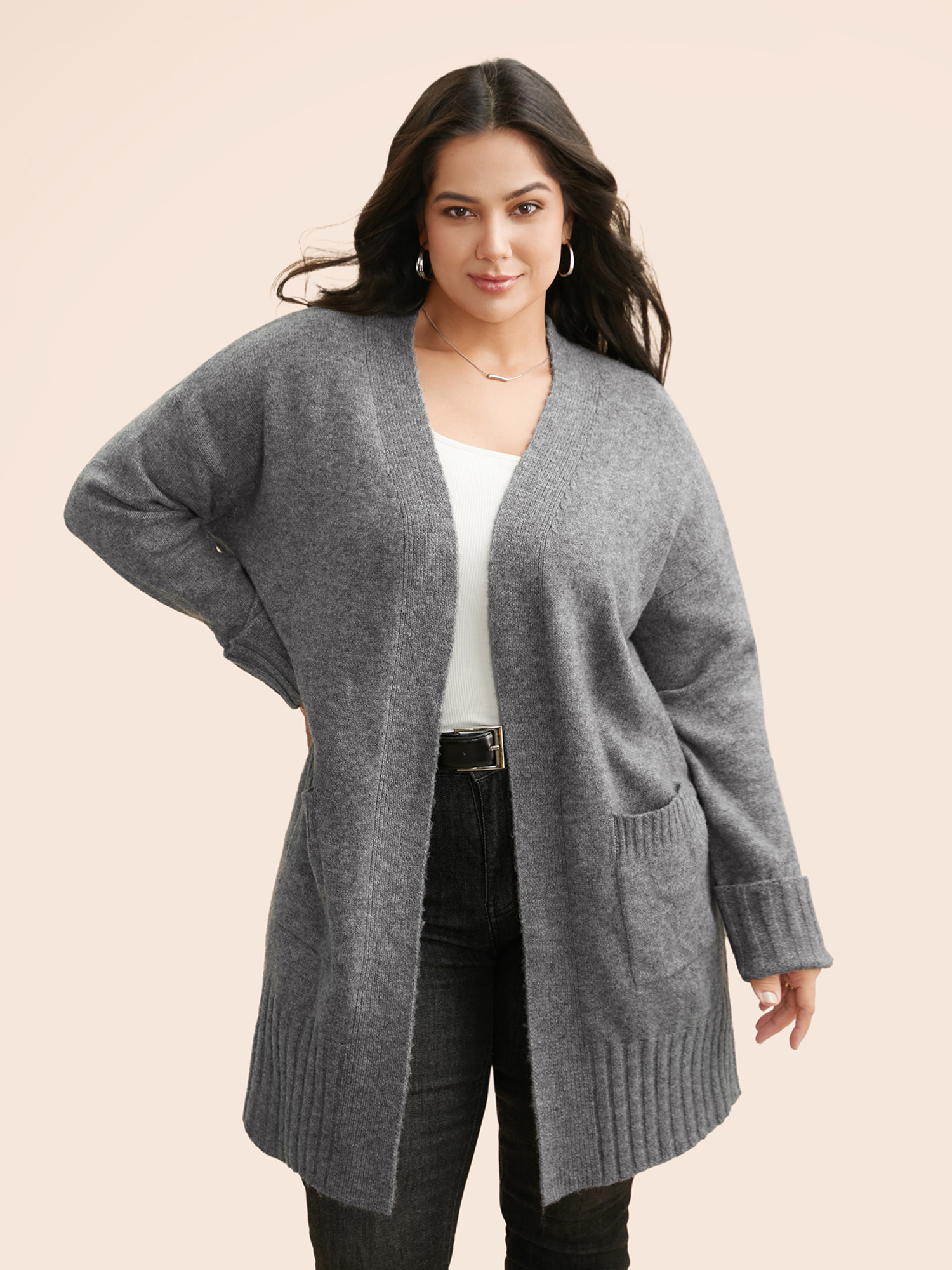 

Plus Size Airy Cozy Long Open Cardigan Mediumgray Women Casual Loose Long Sleeve Everyday Cardigans BloomChic