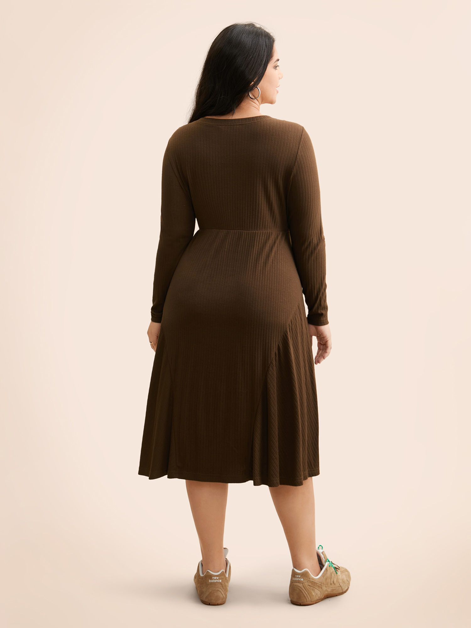 

Plus Size Airy Cozy Textured Midi Dress Maroon Women Basics Bodycon Long Sleeve Everyday Sweater Dresses BloomChic