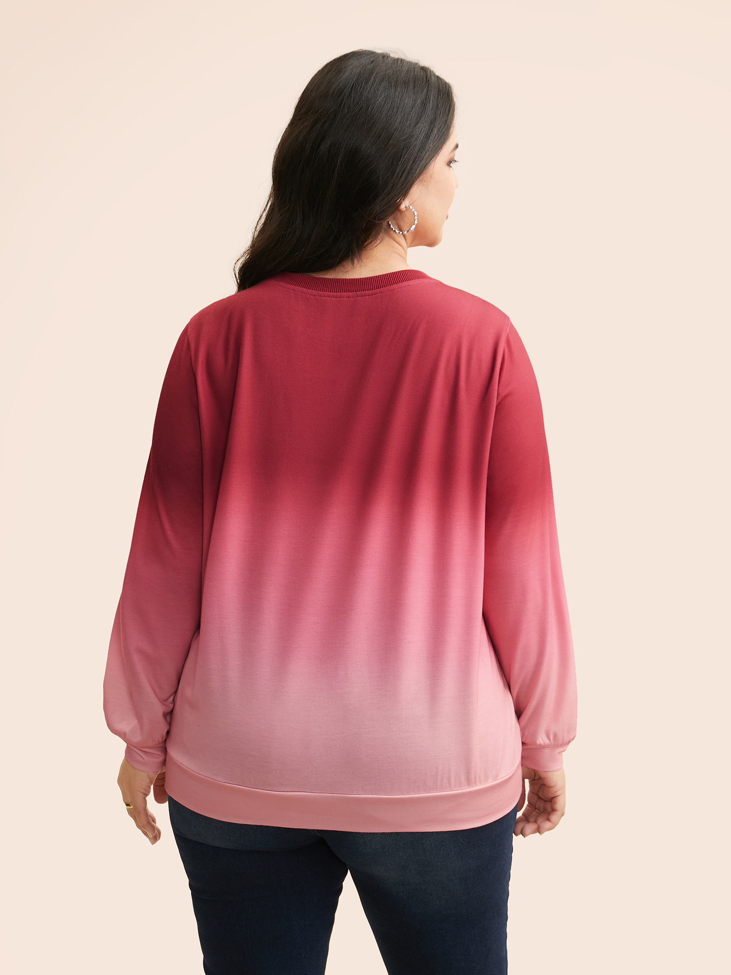 Plus Size Crew Neck Ombre Sweatshirt Women Multicolor Casual Non Round Neck Everyday Sweatshirts BloomChic 18-20/2X 