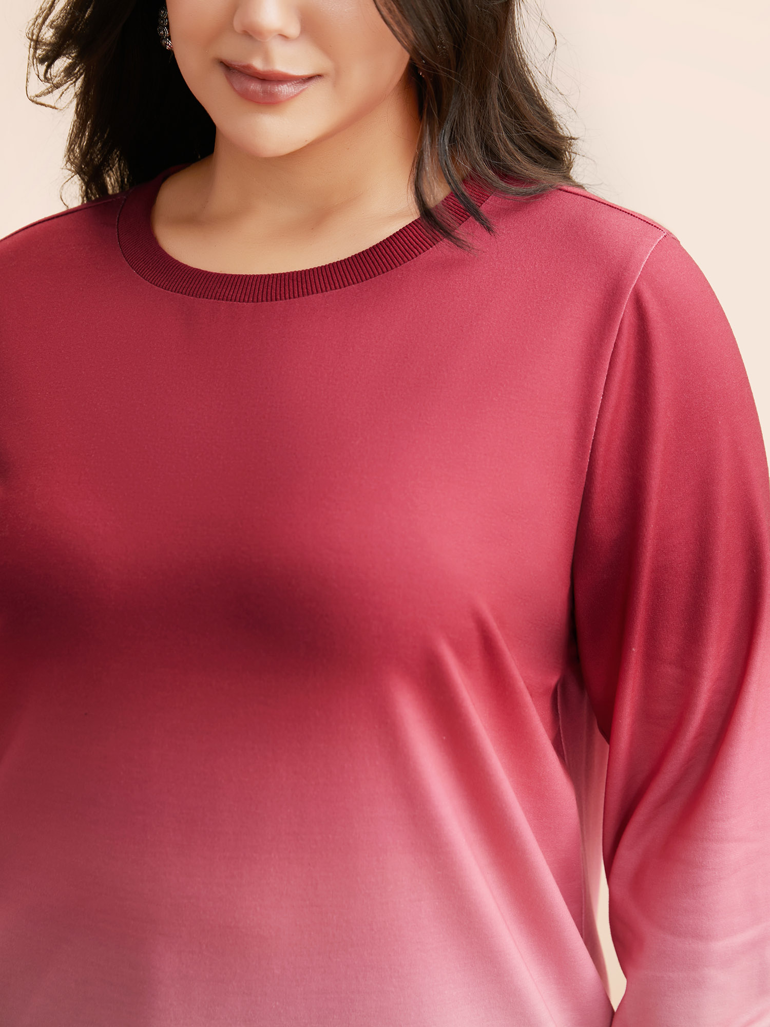 Plus Size Crew Neck Ombre Sweatshirt Women Multicolor Casual Non Round Neck Everyday Sweatshirts BloomChic 18-20/2X 