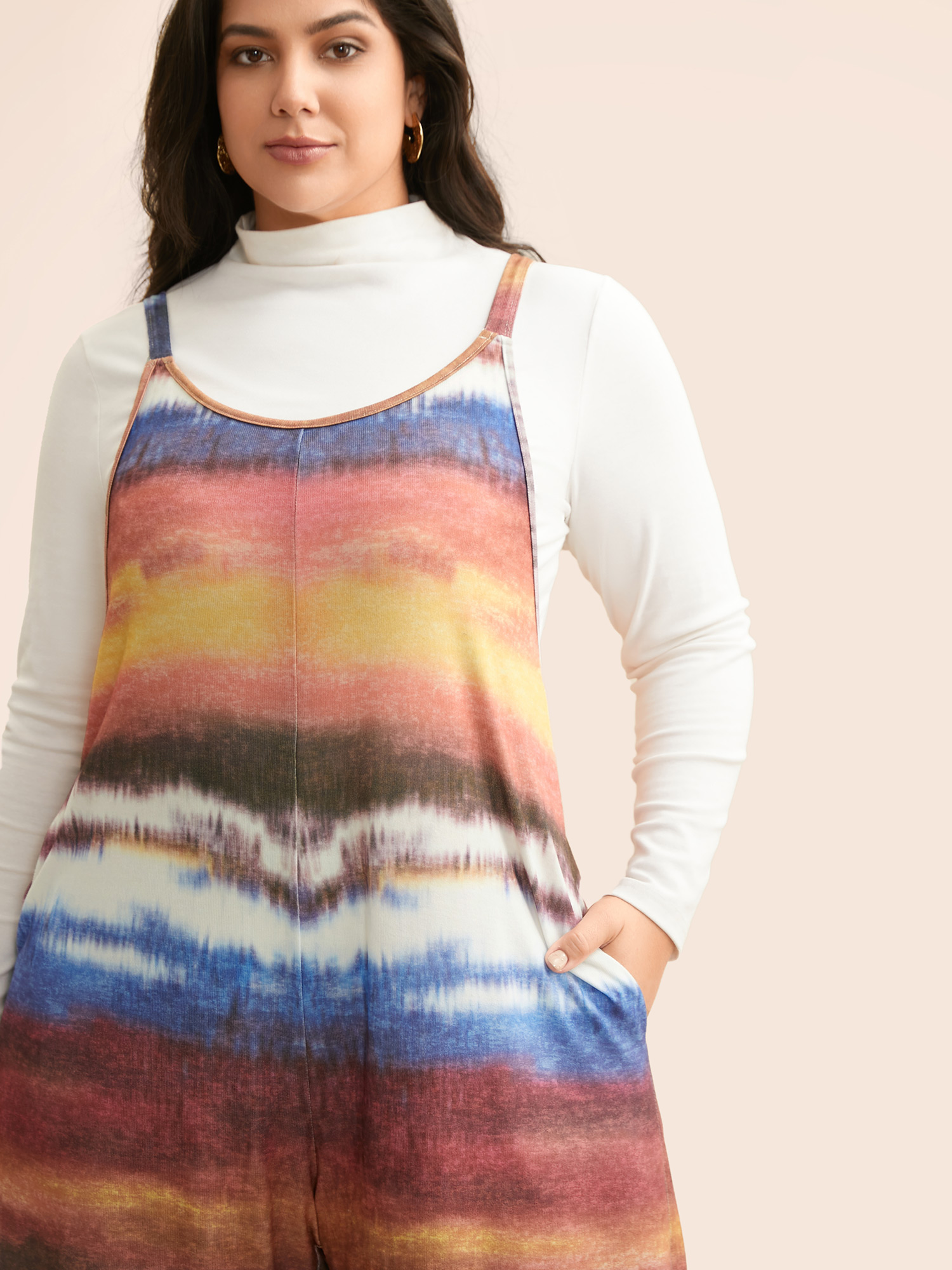 Plus Size Multicolor U Neck Gradient Dyeing Jumpsuit Women Casual Sleeveless U-neck Everyday Loose Jumpsuits BloomChic 22-24/3X 