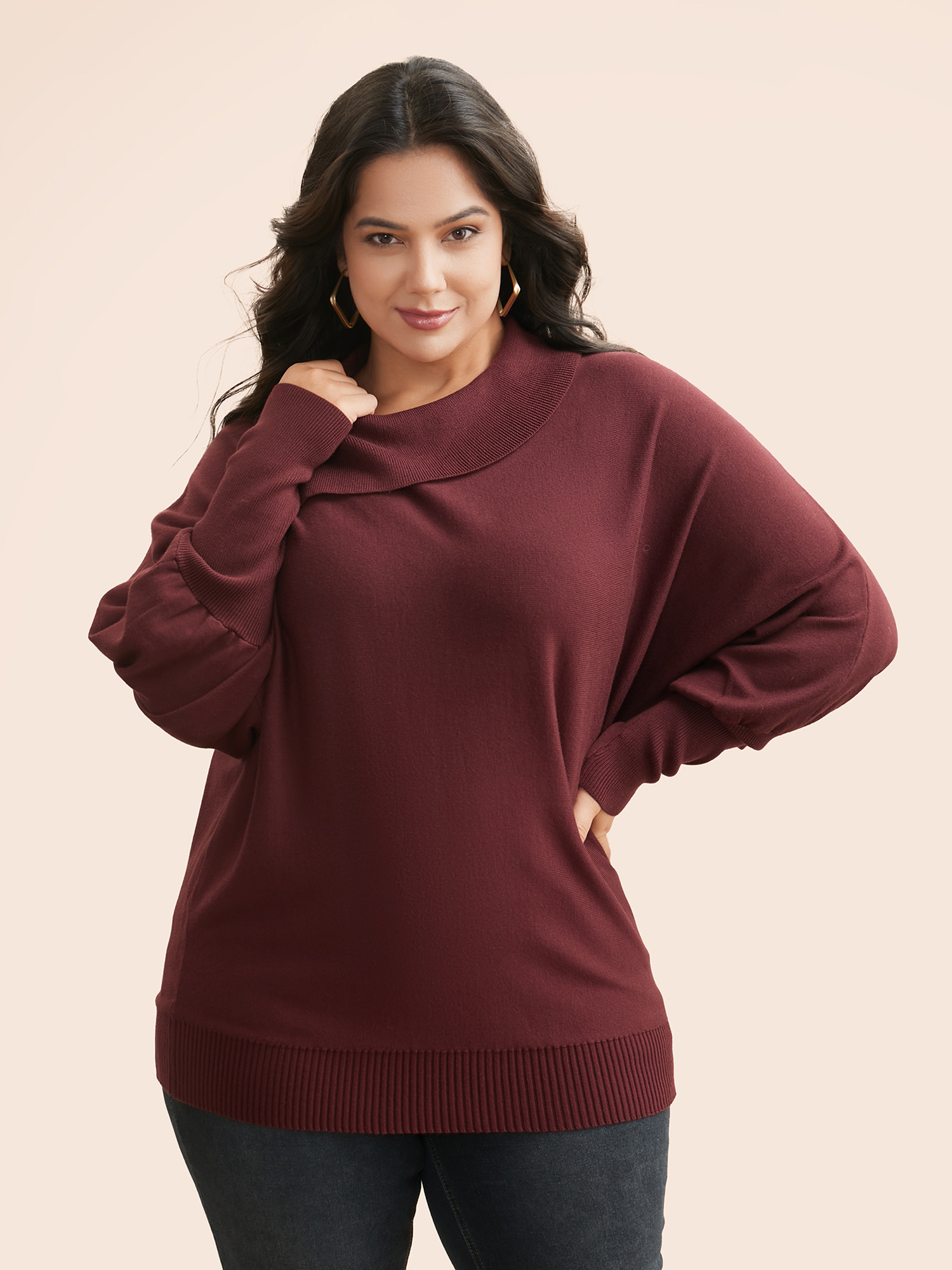 

Plus Size Supersoft Essentials Asymmetrical Neck Dolman Sleeve Pullover Scarlet Women Casual Loose Long Sleeve Asymmetrical Neck Everyday Pullovers BloomChic