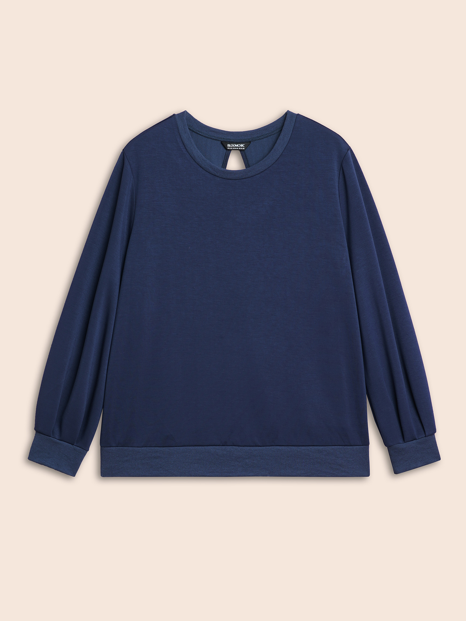 Plus Size Supersoft Essentials Cut Out Sweatshirt Women Navy Casual Patchwork Round Neck Everyday Sweatshirts BloomChic 26/4X 